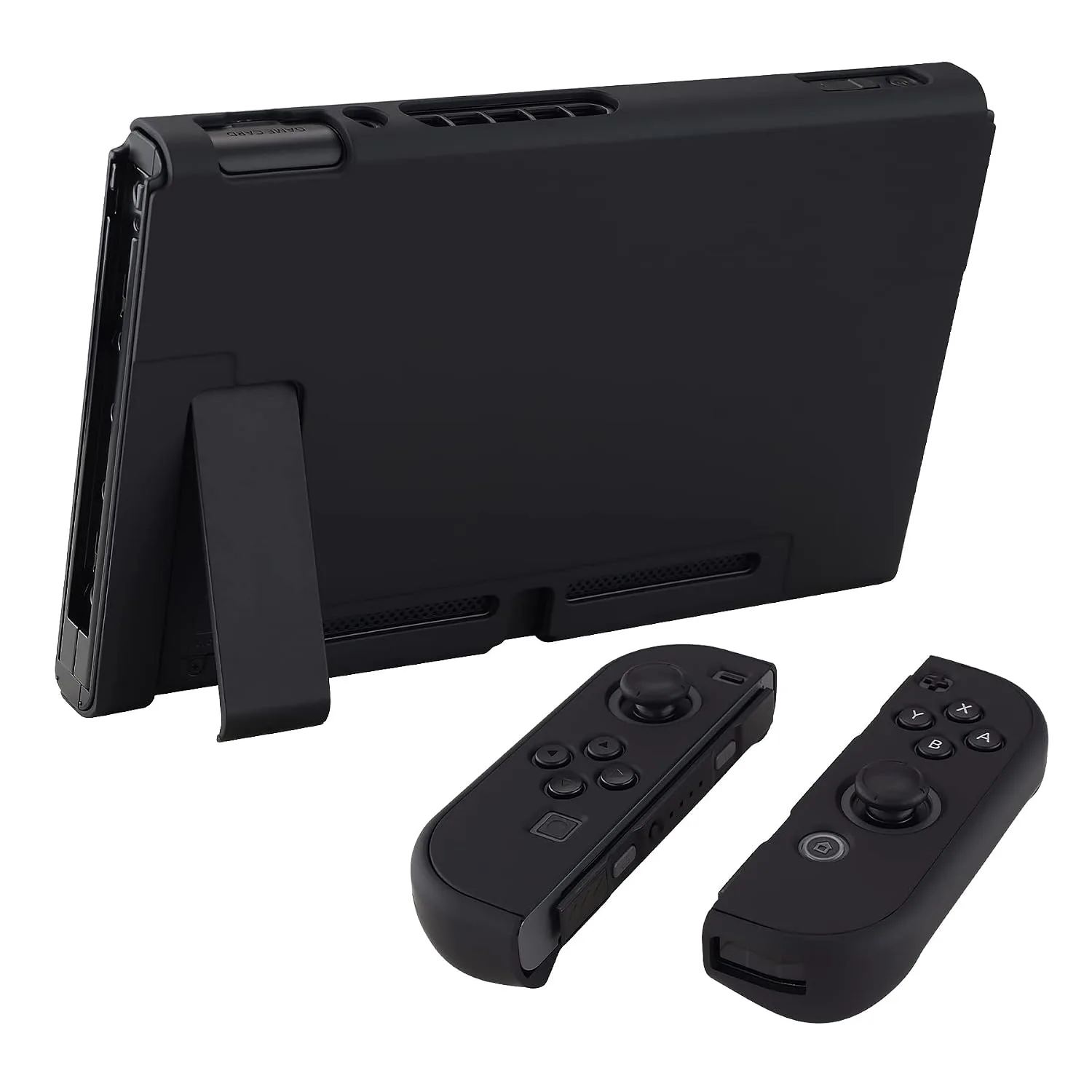 eXtremeRate PlayVital Back Cover for Nintendo Switch Console, Handheld Controller Separable Protector Hard Shell for NS Joycon,Dockable Protective Case for Nintendo Switch - Black (NOT for Switch 2)