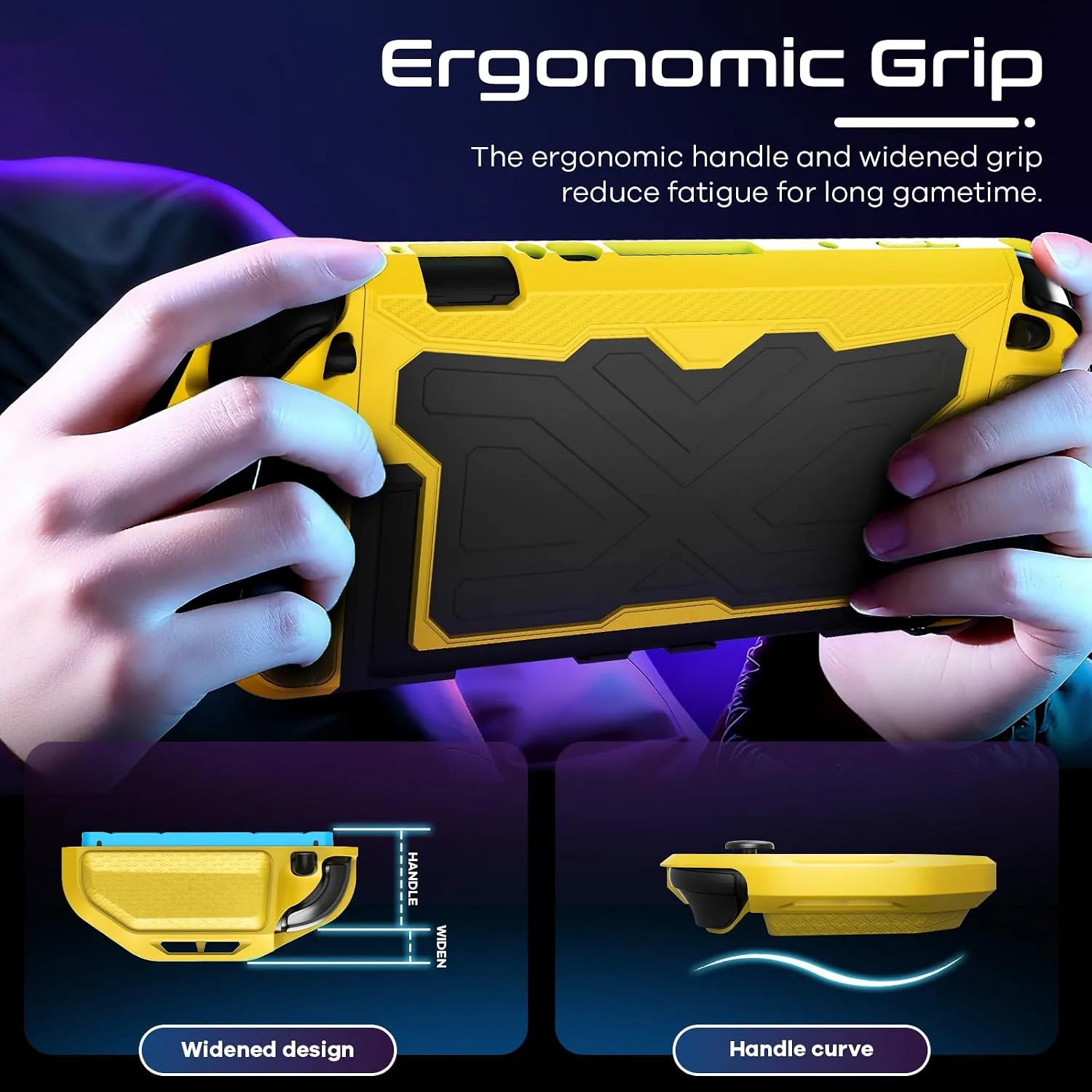 Toladoshop Dockable for Switch 2 Grip Case (2025) Accessories, Armor Slim Military-Grade Protection for Detachable 3PCS Design Joncon Holder with Screen Protectors and Joystick caps, Yellow