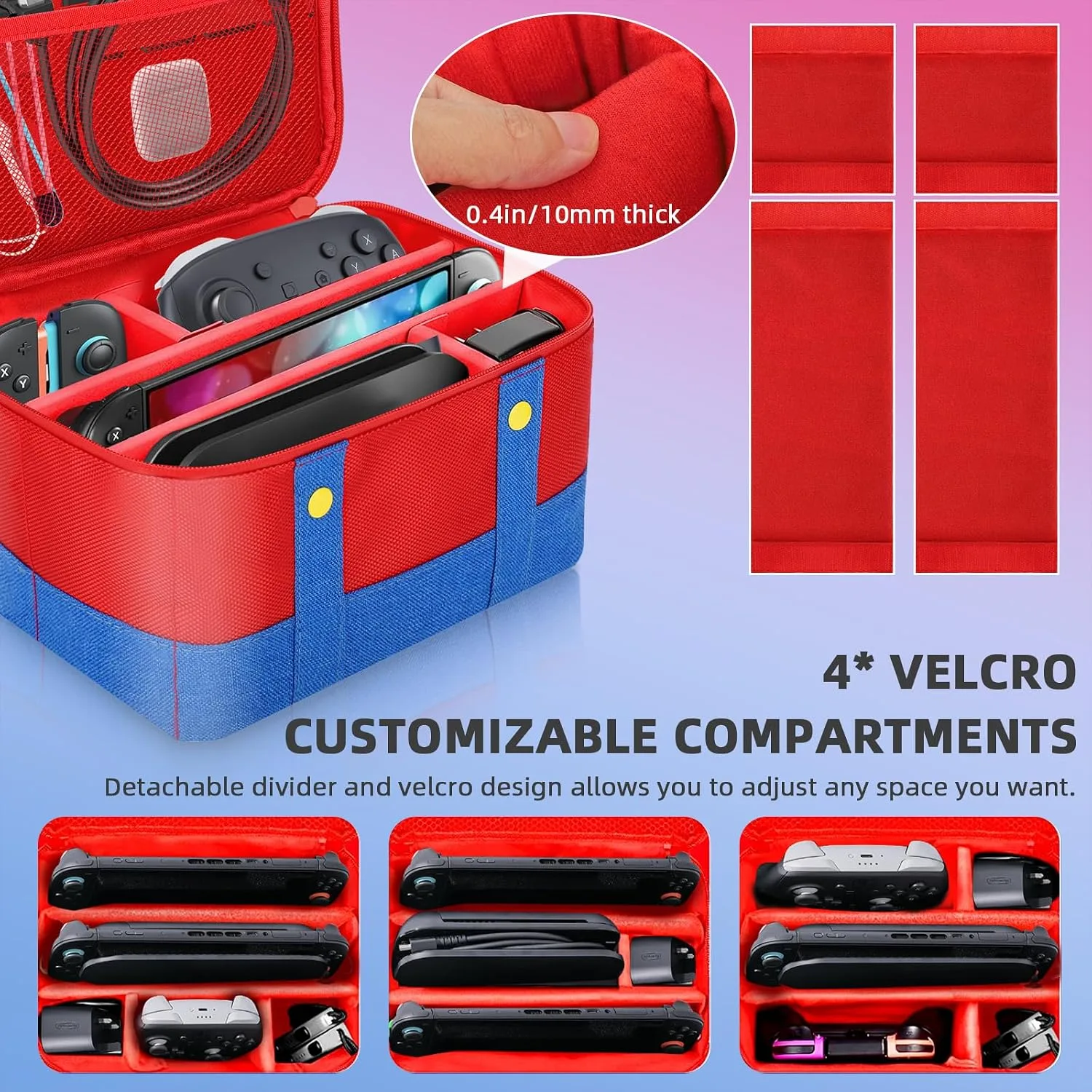 Vadaxx Cute Switch Carry Case for Nintendo Switch2/1/Lite/OLED, Portable Soft Shell Waterproof Protective Storage Travel Carrying Case Messenger Bag Oxford for NS SD Console Dock JoyCons Accessories