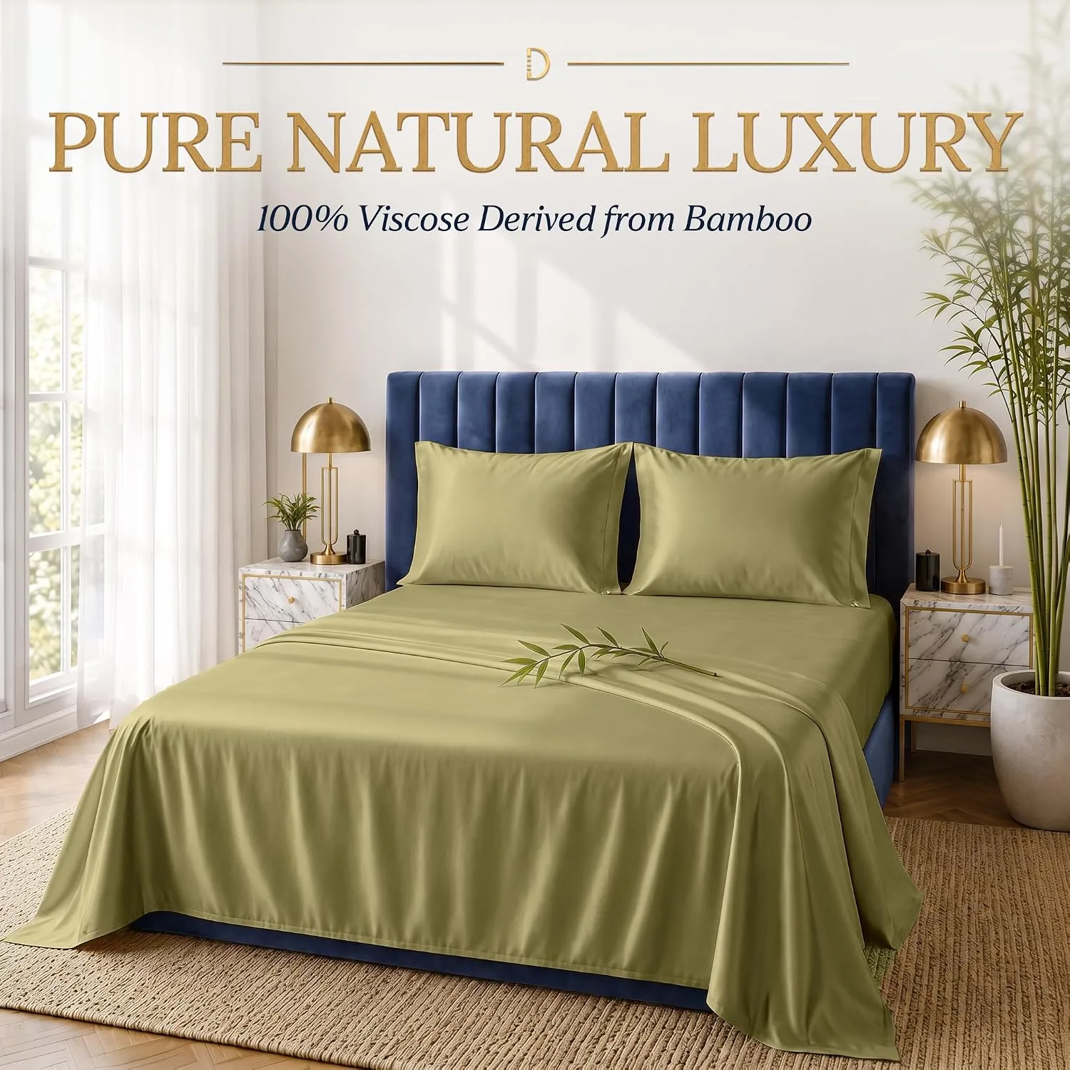 DECOLURE 100% Viscose from Bamboo Sheets Twin Size | 3 Pc Cooling Bed Set
