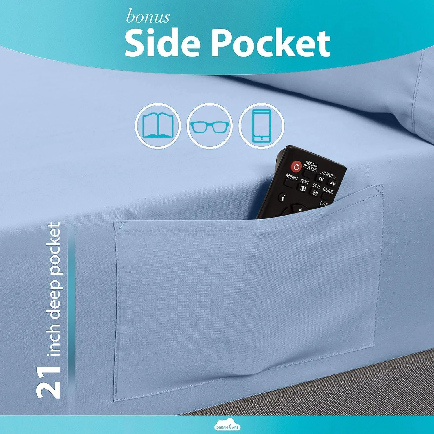DREAMCARE King Size Sheets Set - 6 pcs Breathable Cooling Sheets King Size