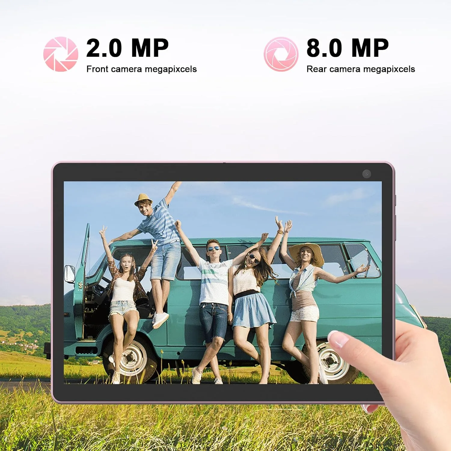 Android Tablet, 10 inch Tablets, 6GB RAM 32GB ROM Computer Tablet Support 1TB Expand, 1280x800 IPS Screen, 2MP+8MP Dual Camera, WiFi, Bluetooth, 6000mAh, Google GMS Certified Tableta