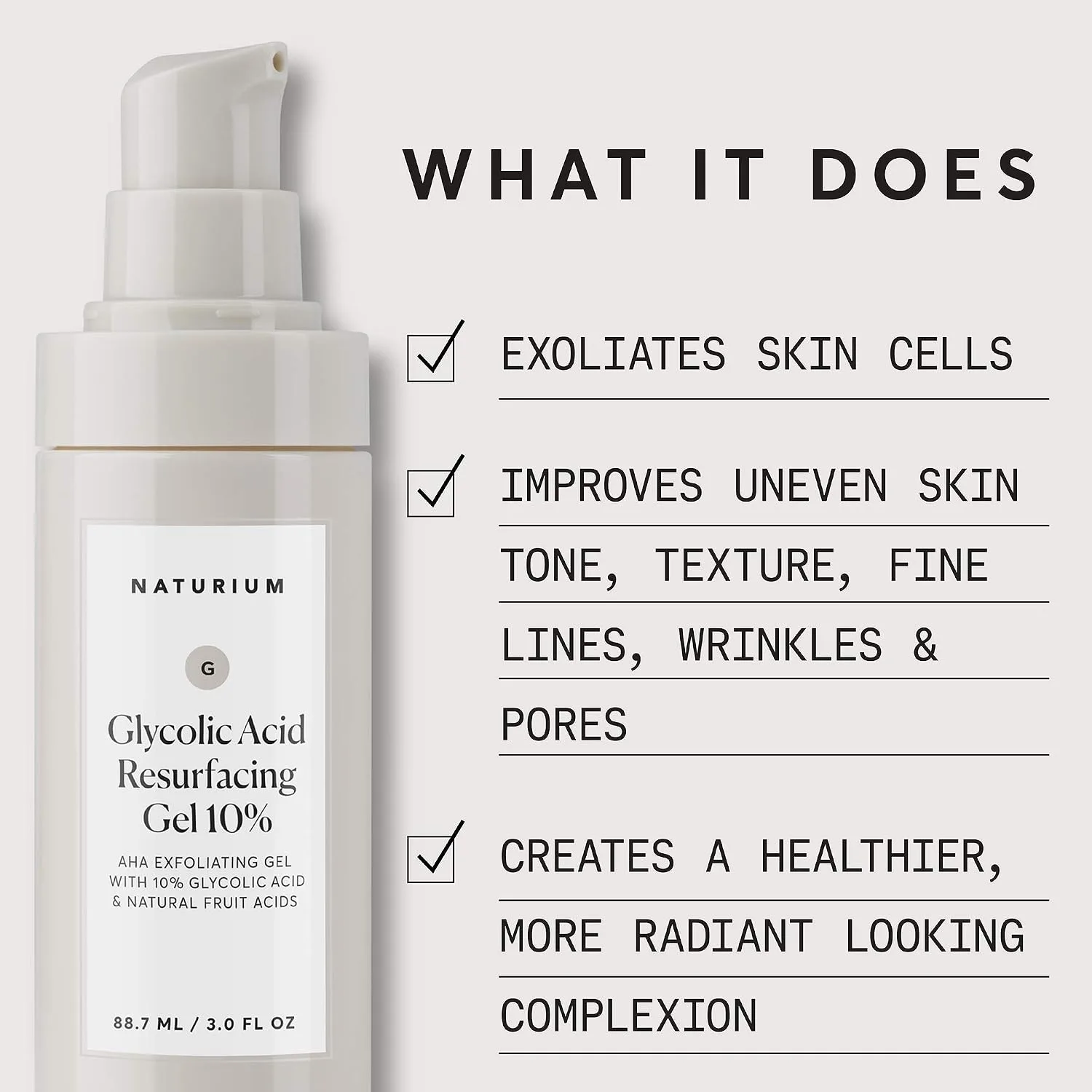 Naturium Glycolic Acid Resurfacing Gel 10%, AHA Exfoliating Gel with Natural Fruit Acids, 3.0 oz