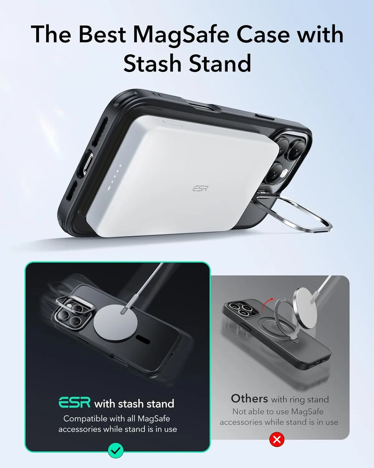 ESR for iPhone 16 Pro Max Case with Stand, for MagSafe, Frosted Black