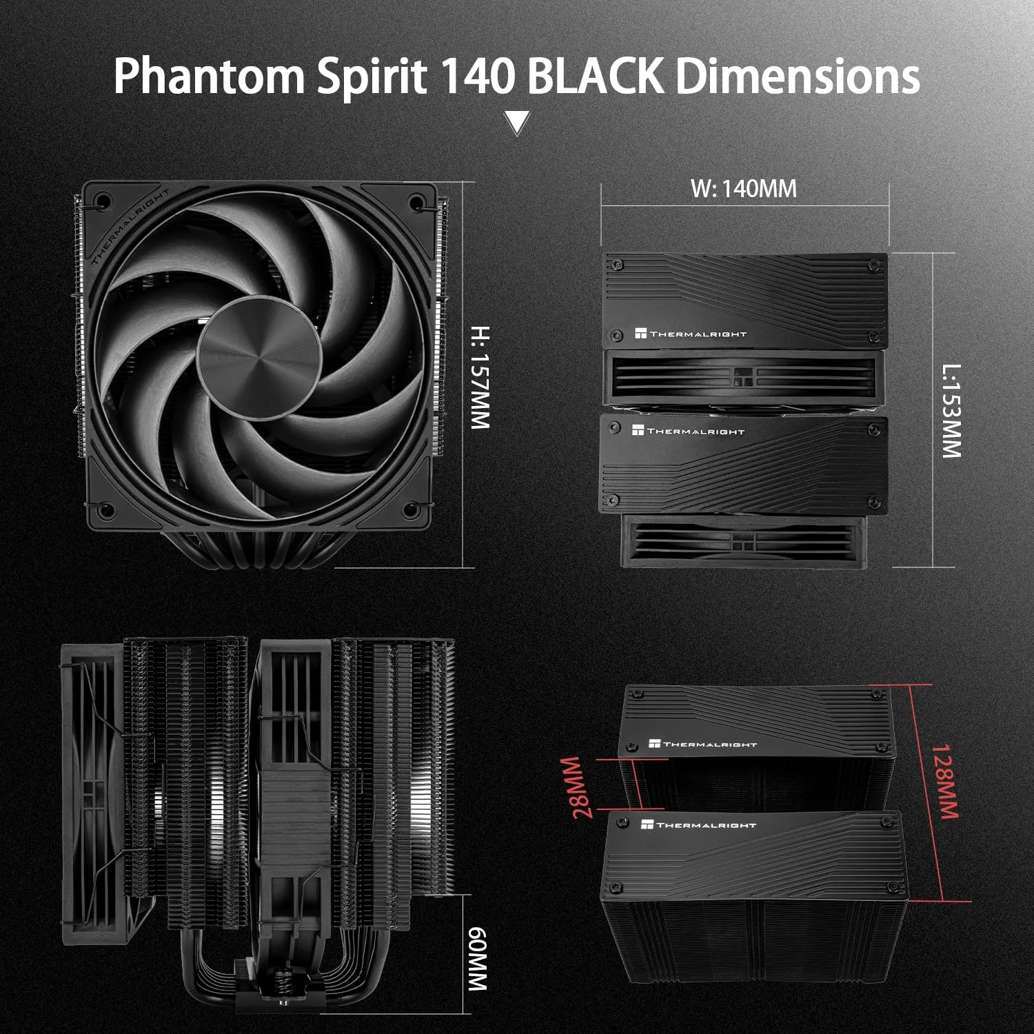 Thermalright Phantom Spirit 140 Black CPU Air Cooler, 7 Heat Pipes Heatsink