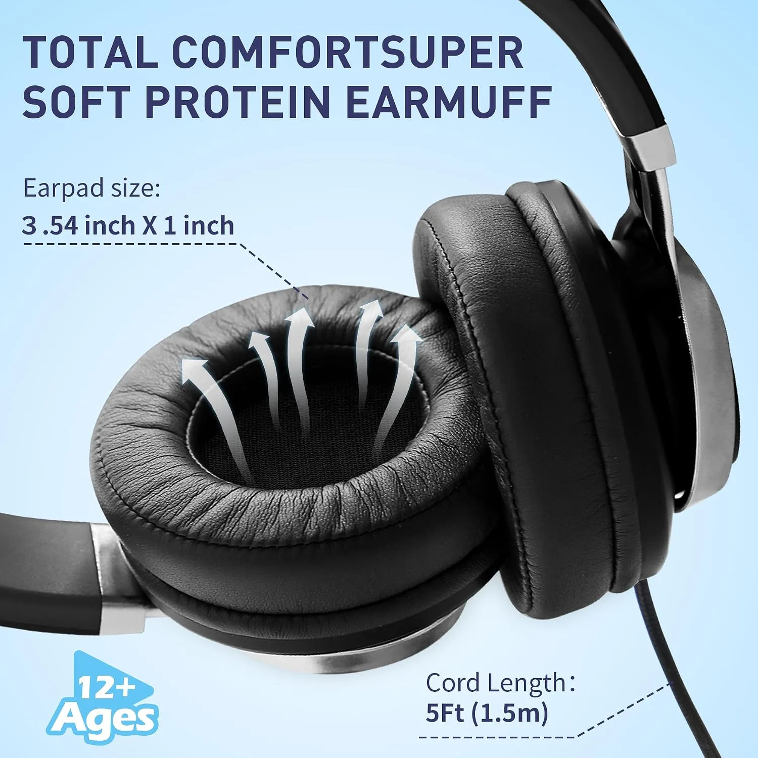 AILIHEN C90 Wired Headphones with Mic Volume Control Noise Isolating Grey