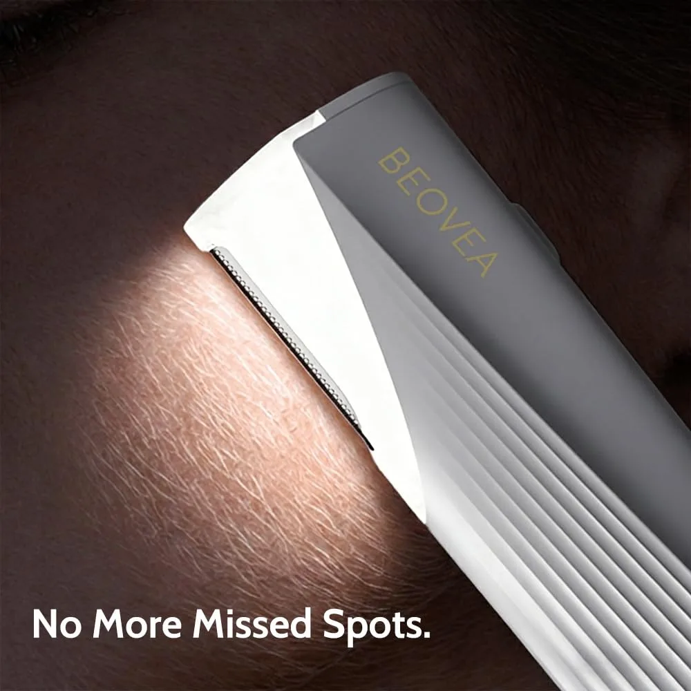 BEOVEA Sonic Dermaplaning Tool for Face – Rechargeable Peach Fuzz Remover with LED Light, 3-Speed Vibration & 6 Replaceable Blades for Smooth, Radiant Skin