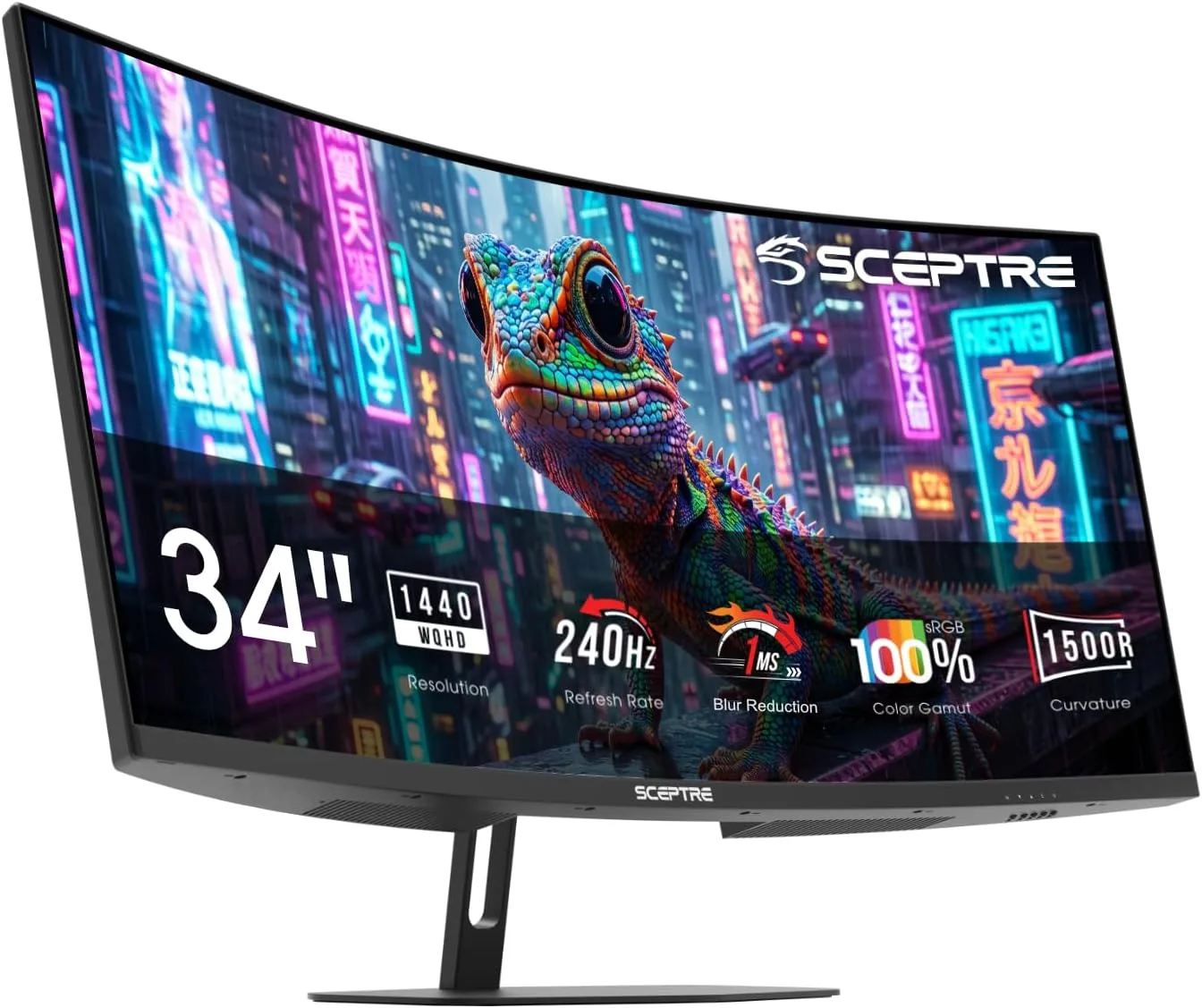 New! Sceptre Curved 24-inch Prime Gaming Monitor 1080p 1500R 1ms up to 180Hz DisplayPort x2 HDMI x2 Build-in Speakers, Machine Black 2027 (C248B-FW180T Series)