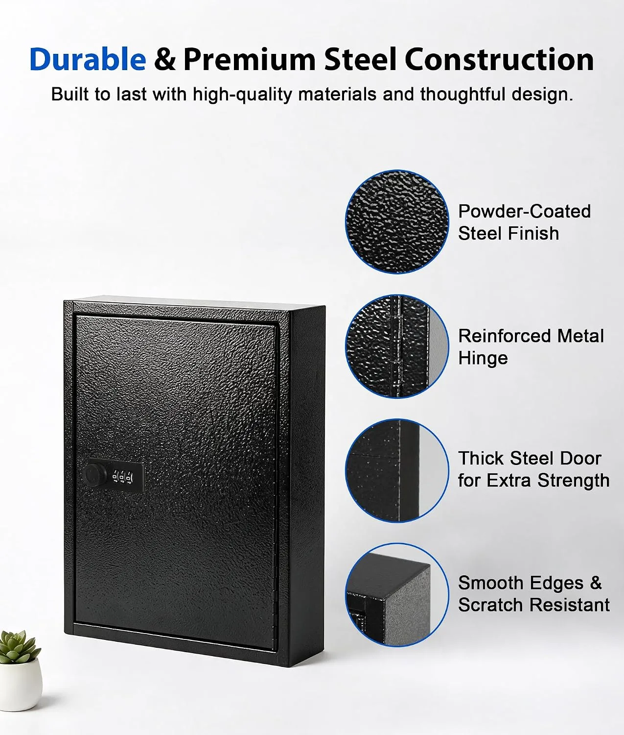 KYODOLED Key Box, 40-Key Lock Box with Combination Lock, Wall Mount, Black