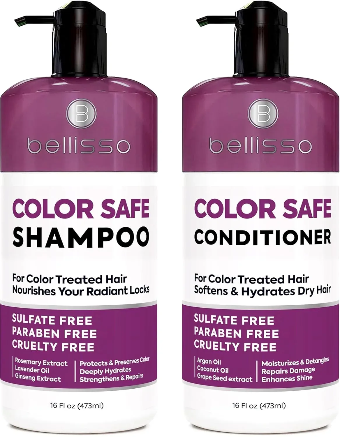 Set de Shampoo y Acondicionador Bellisso Color Safe con Protección Antidecoloración