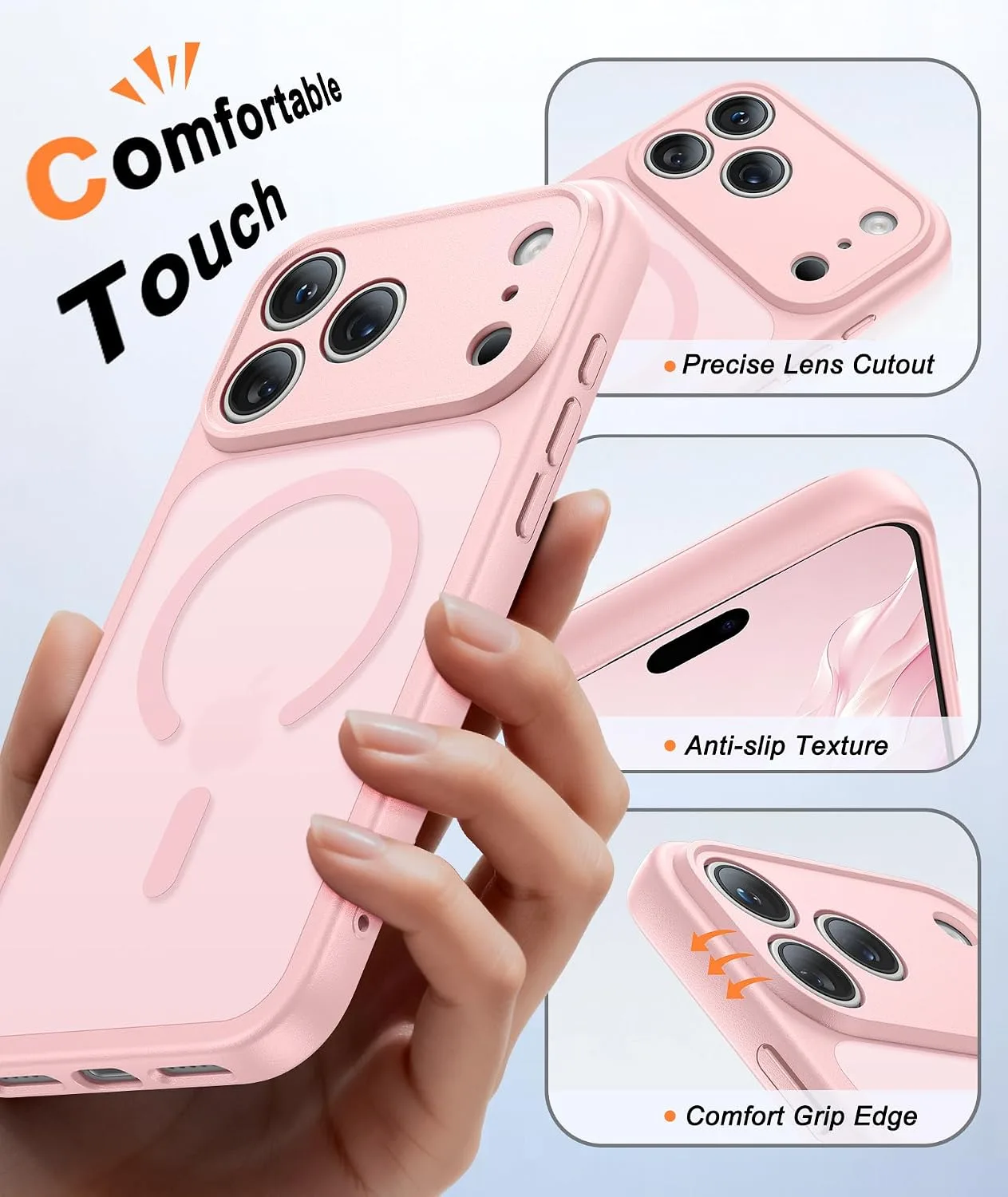 FNTCASE for iPhone 18 Pro Max / 17 Pro Max Case Fit for MagSafe Light Pink