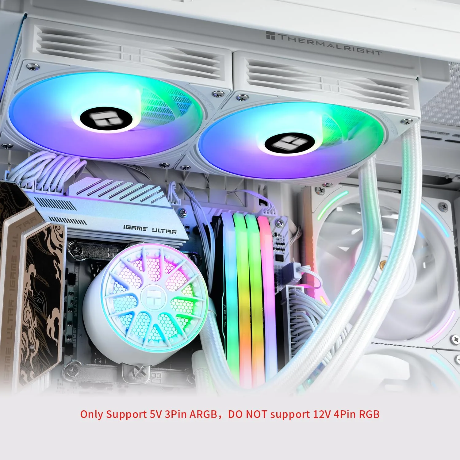 Thermalrlght Aqua Elite 240 V6 ARGB White CPU Liquid Cooler, 240 Cooling Row Size,2x120mm Water Radiator,AMD: AM4/AM5,Intel LGA115X/1200//1700/1851