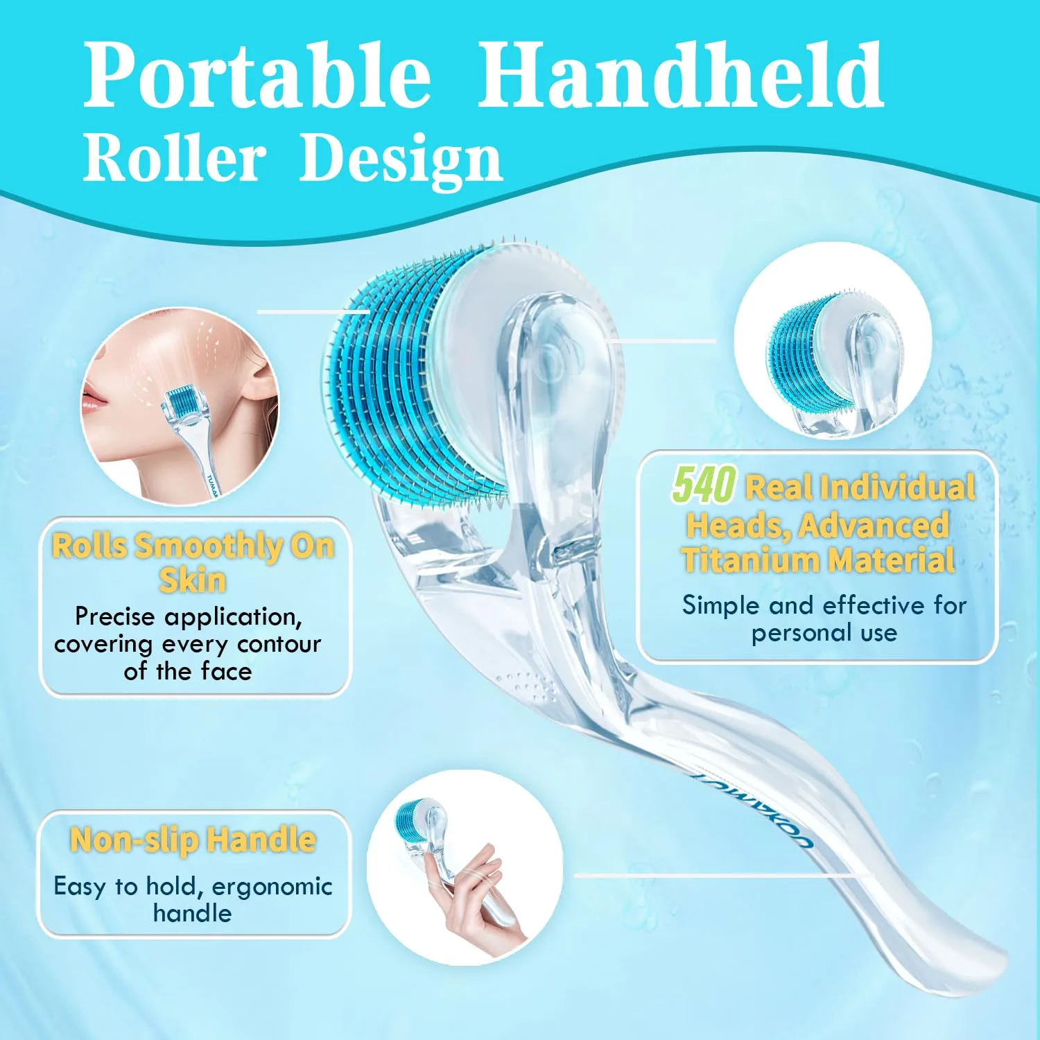 Derma Roller - TUMAKOU Microneedling Microneedle Roller for Face Scalp Hair