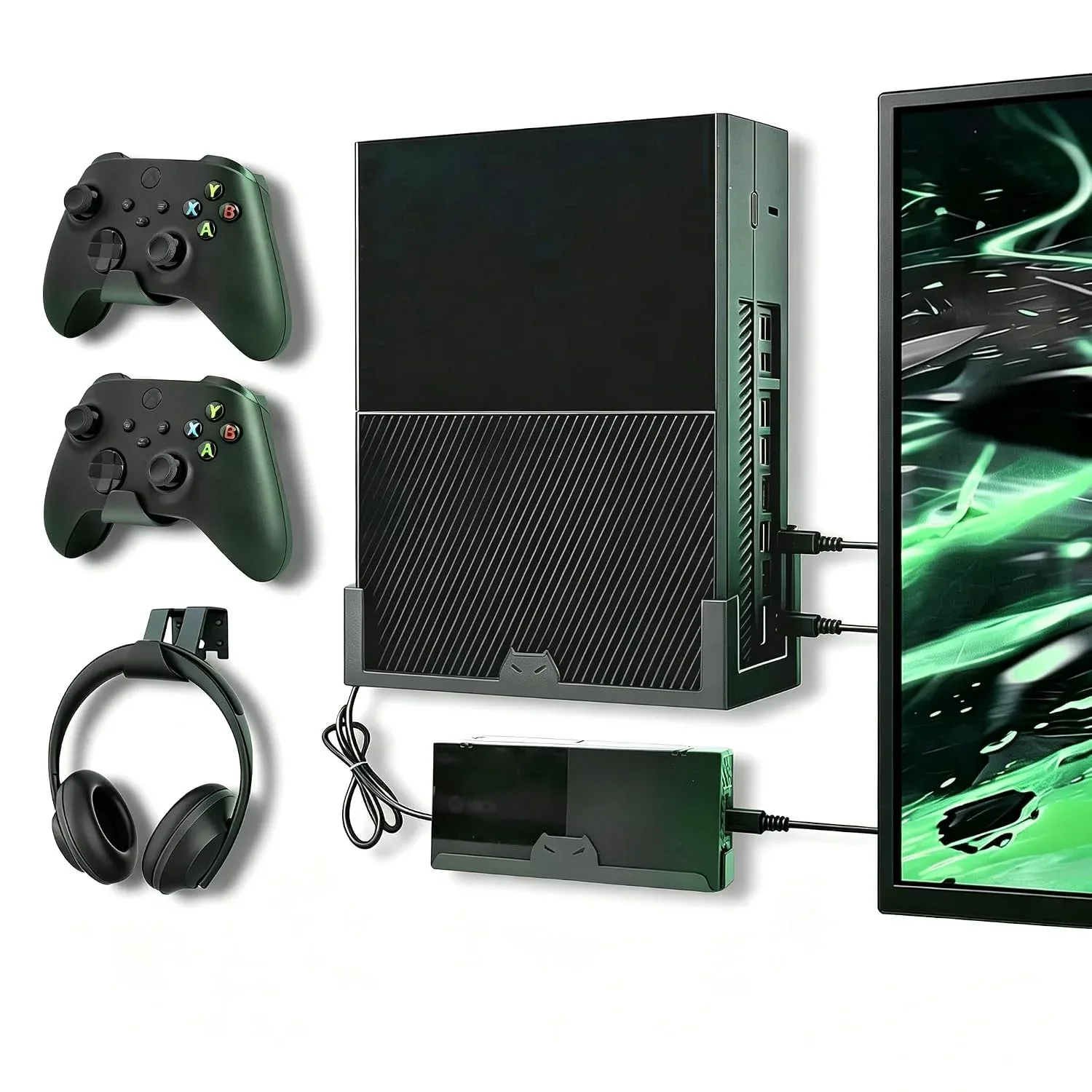 BracNova Wall Mount for Xbox One,Steel Wall Mount Kit for Xbox One Original and Power Brick Mount-Xbox One Stand with 3