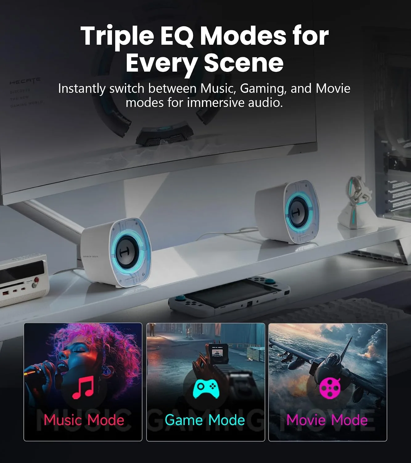 Edifier G1000 II RGB Light Compact Gaming Desktop Speakers, White