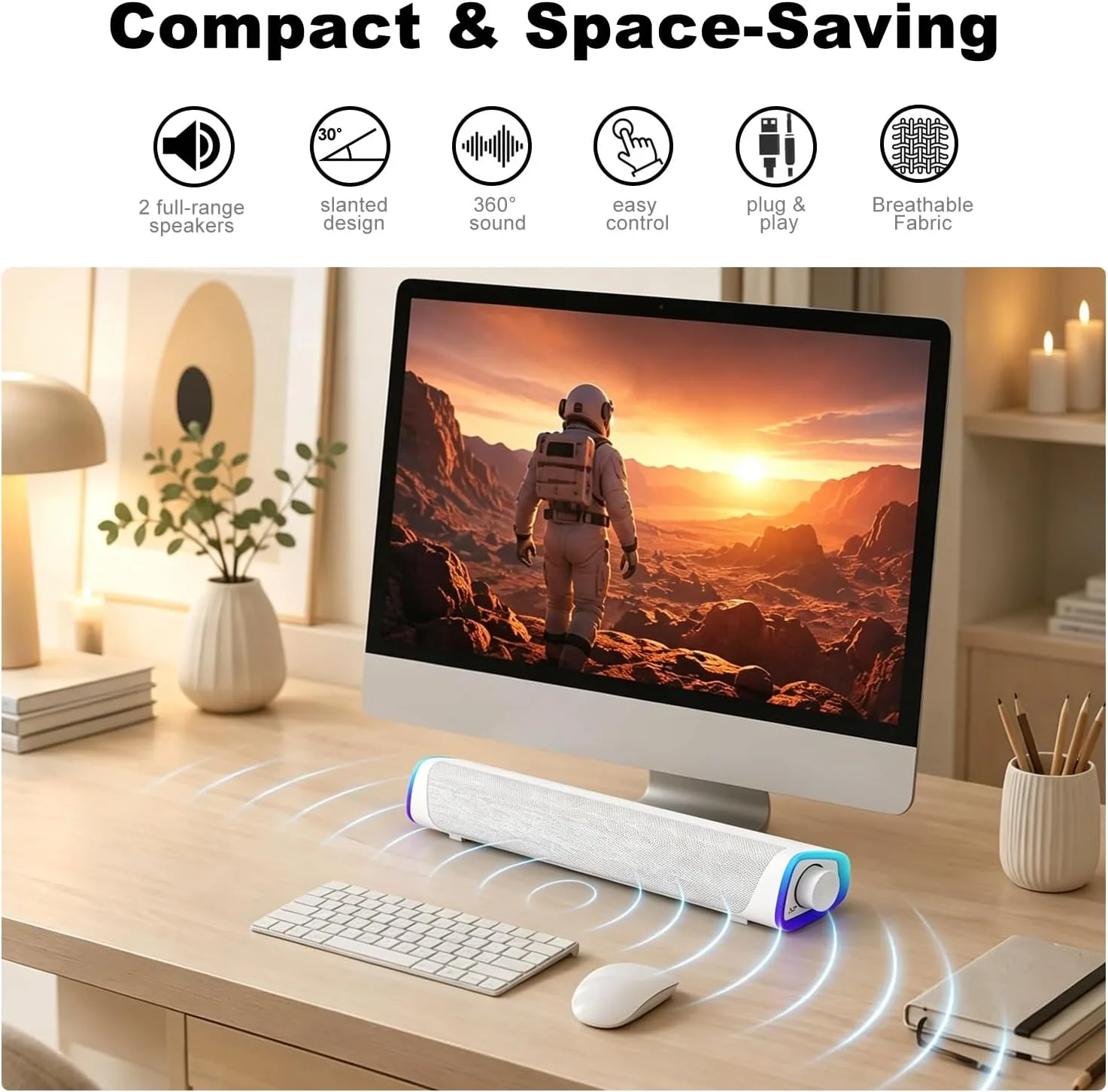 SOULION R30 Computer Speakers for Desktop PC, Wired USB Powered 3.5mm Aux