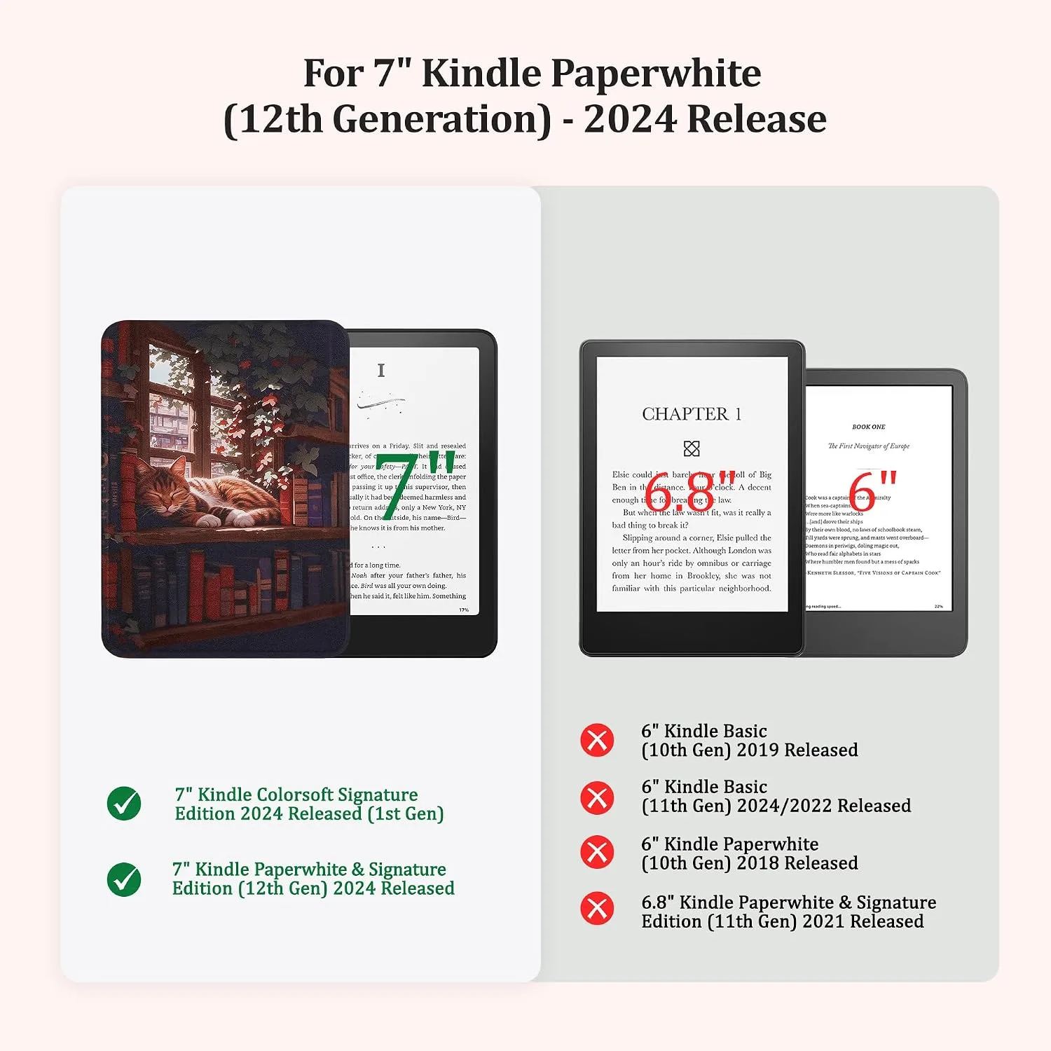 Clear Case for 7'' Kindle Paperwhite 12th Gen 2024 & Colorsoft