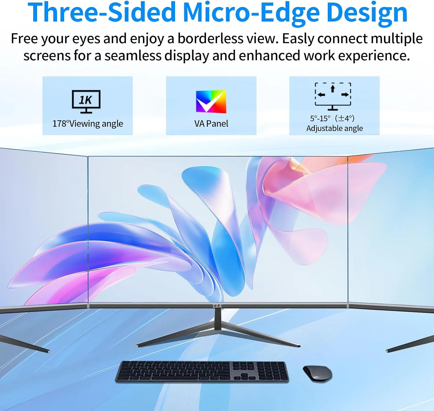 ZZA 27 Inch FHD 100Hz Curved Monitor, VA Panel,1800R,HDMI,VGA
