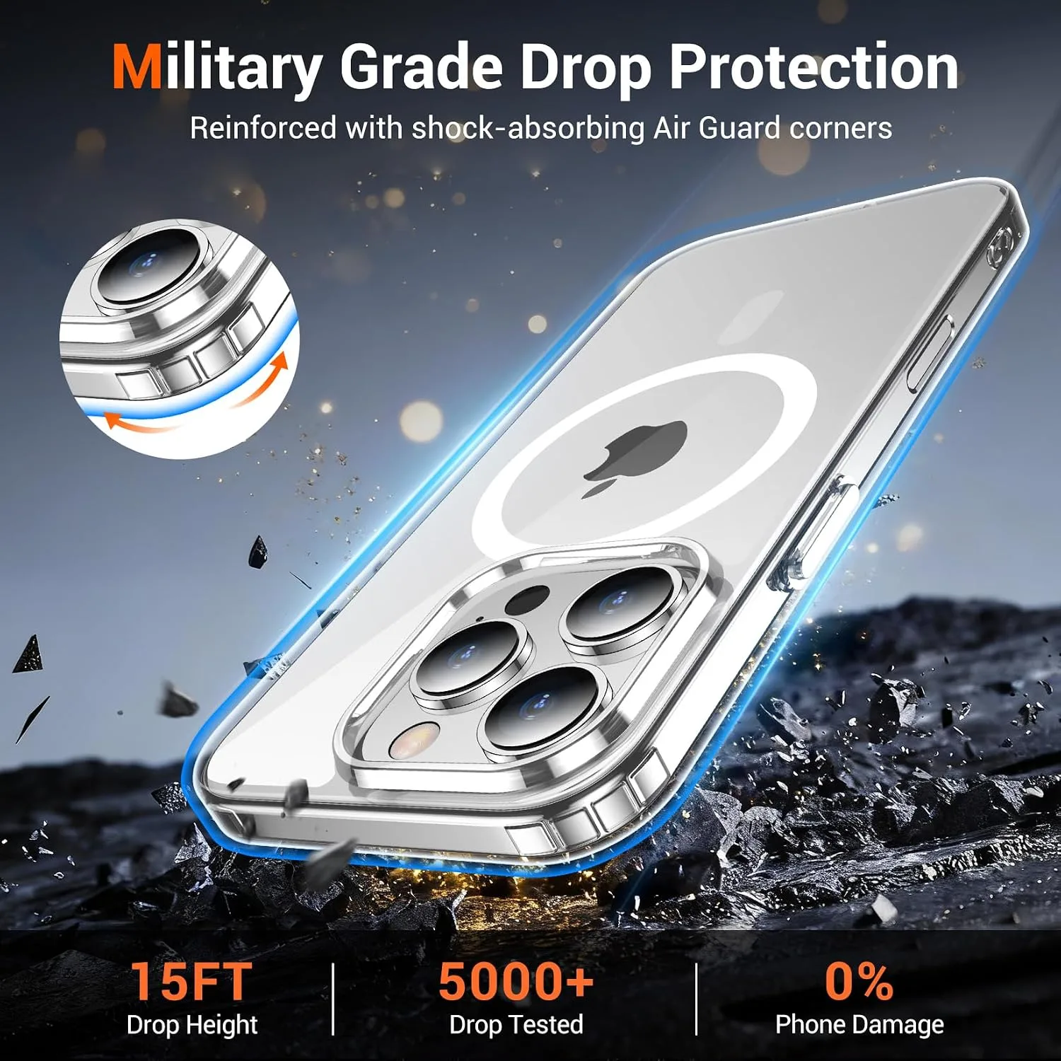 Temdan for iPhone 14 Pro Max Case with Screen Protector Clear