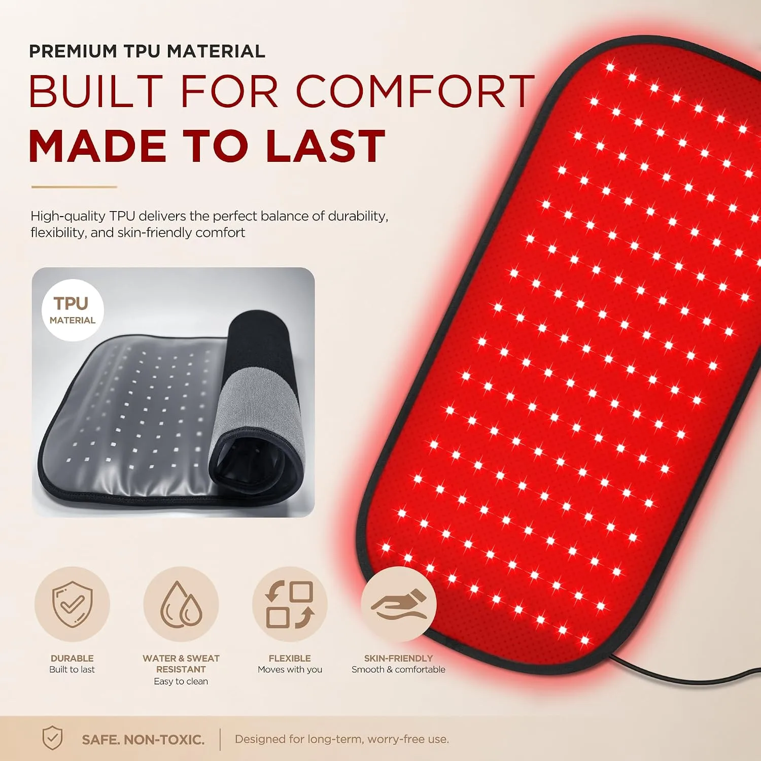 Red Light Therapy for Body,FSA&HSA Eligible Infrared Light Therapy Mat,24"x 12” Dual Wavelength and 10-90 Min Timer,4 Modes and 5 Levels with Medical-Grade TPU for Full Body Pain Relief