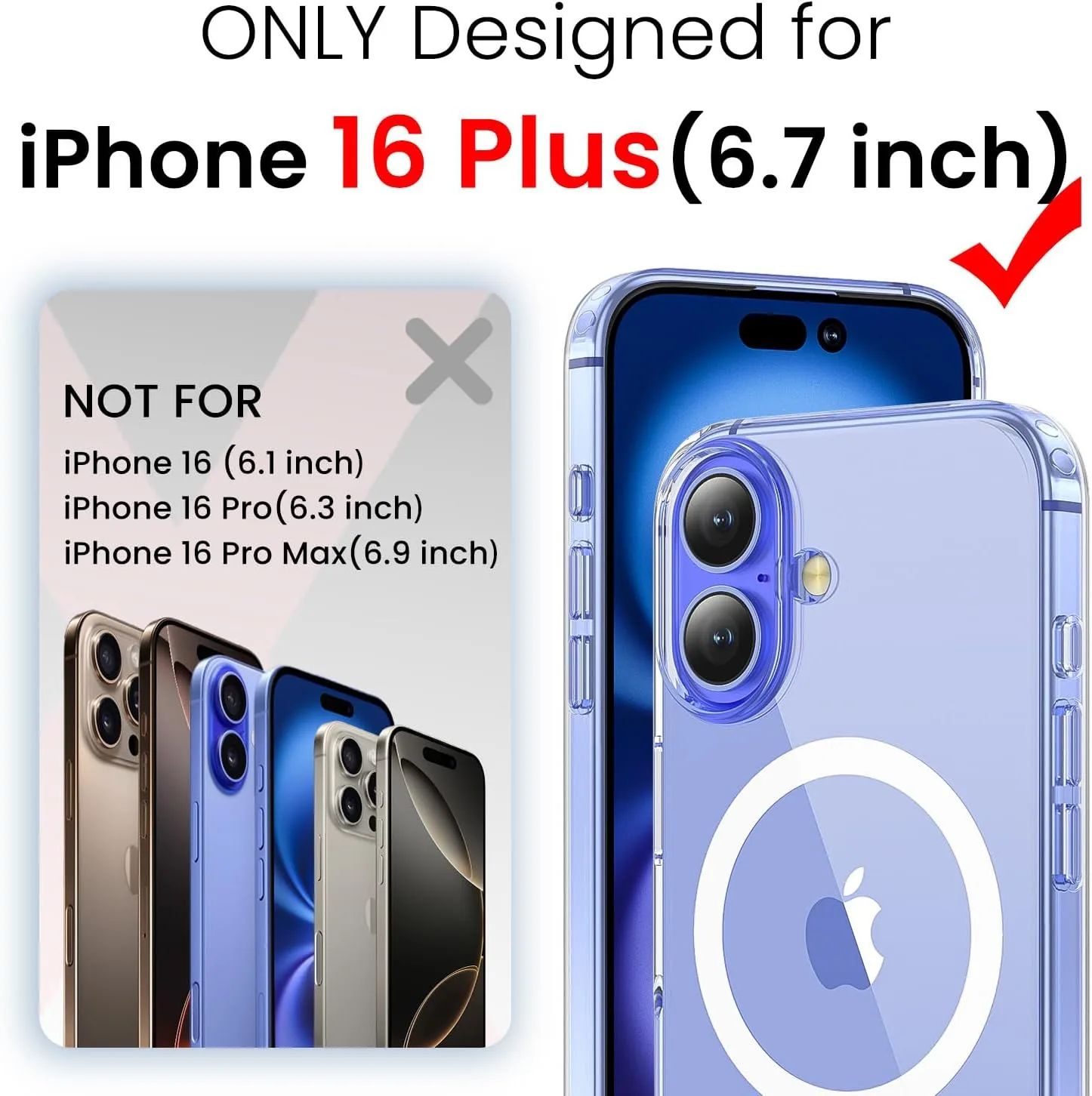 toushion 3 in 1 for iPhone 16 Plus Case Clear