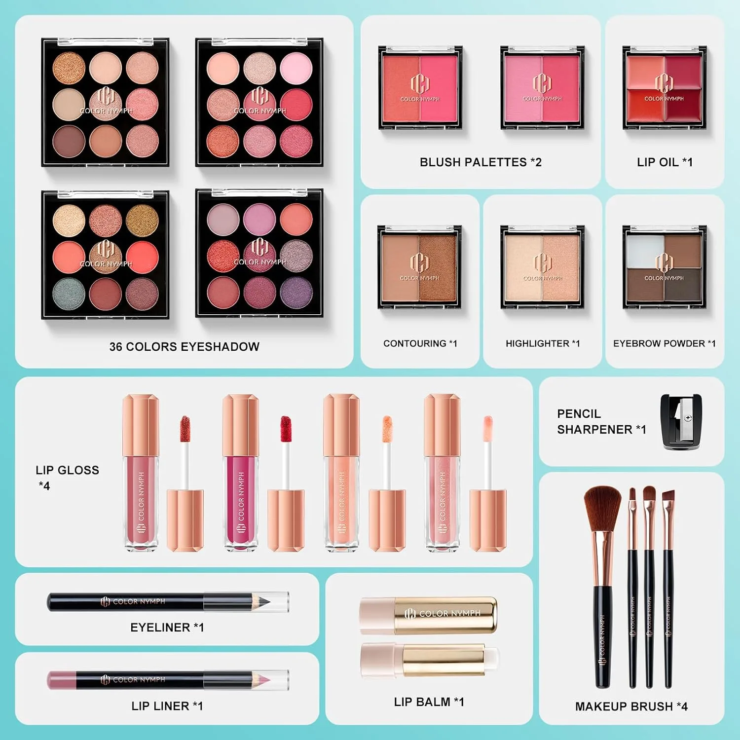 Color Nymph All In One Makeup Kit, Makeup Sets for Teens Girls - Mint Green