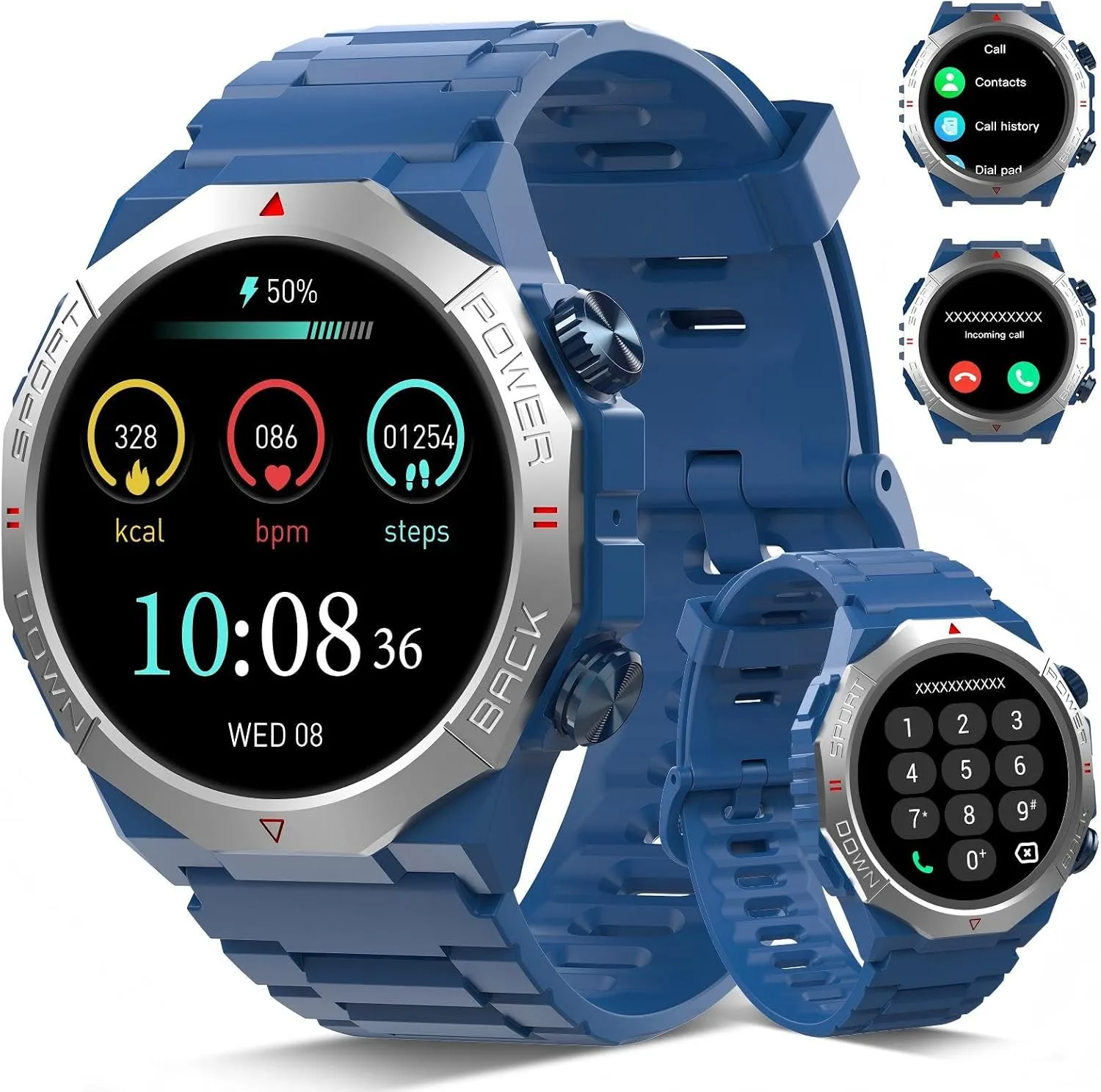 Smart Watch for Men (Answer/Make Calls), Rugged Men's Military Smartwatch, 1.39" HD Fitness Tracker with Heart Rate/Sleep/Step Monitor, 110+ Sport Modes, IP68 Waterproof Activity Tracker Android iOS