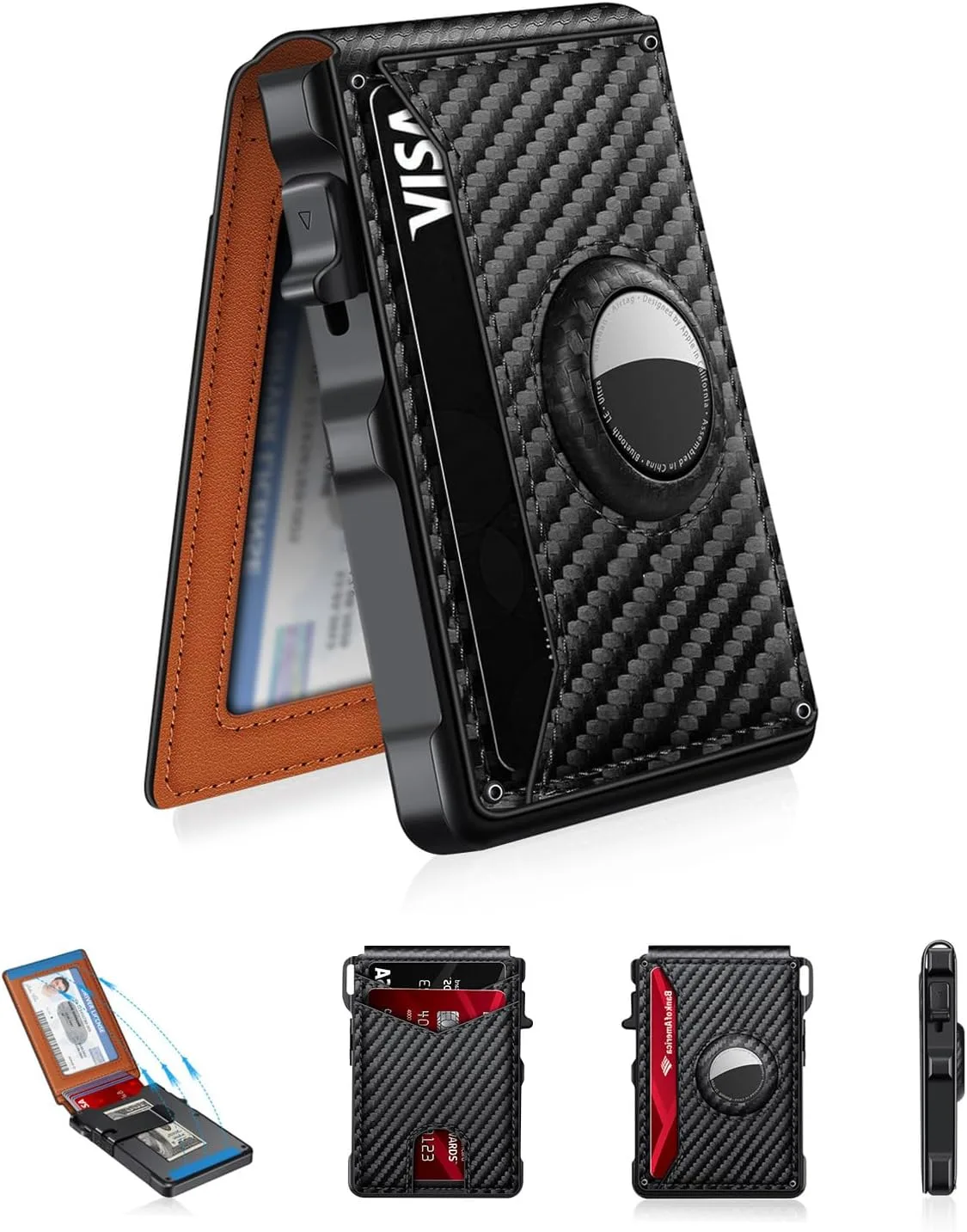 Airtag Wallet for Men Smart Wallet for Air Tag RFID Blocking Minimalist