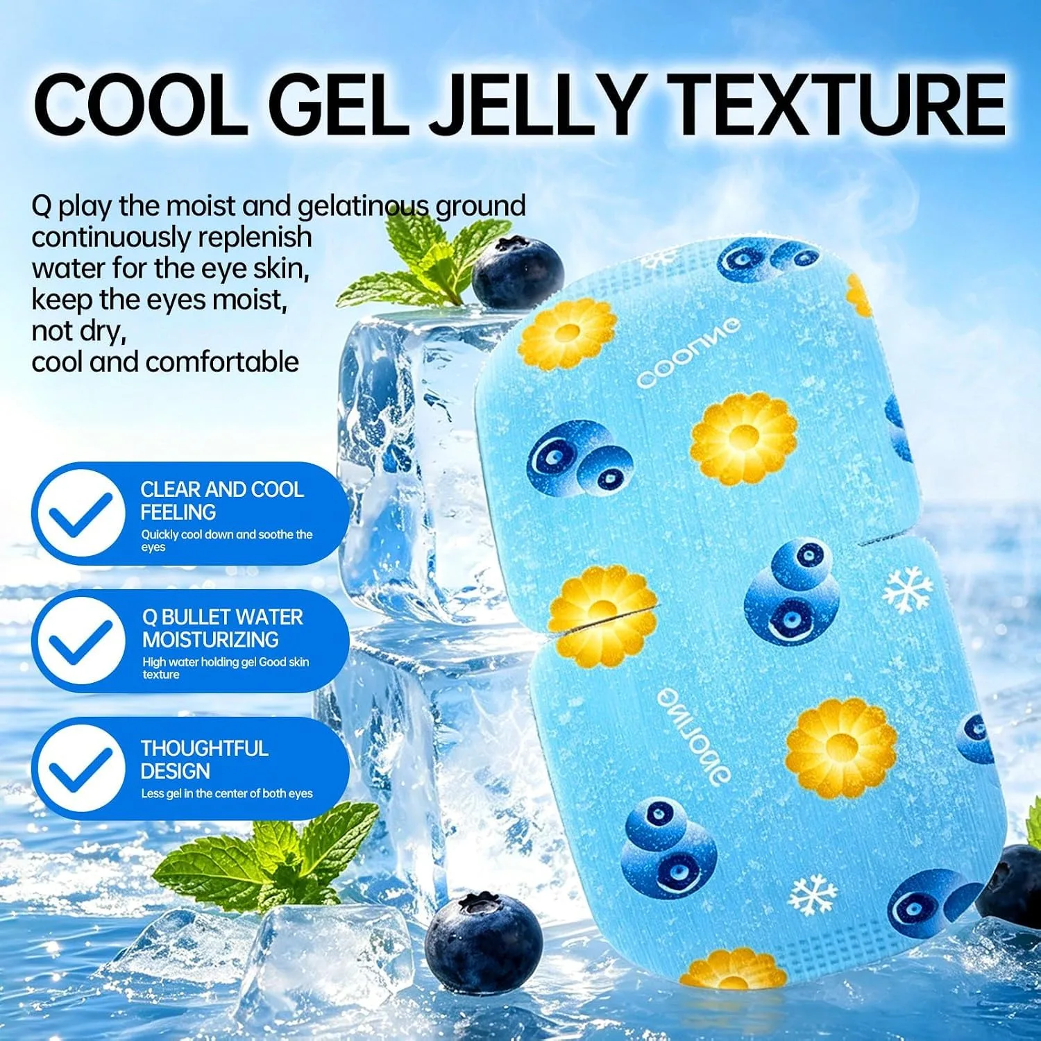 10PCS Self Cooling Eye Mask, Cold Eye Mask - Ice Mask for Eyes，Disposable Cold Compress for Eyes Soothes Puffiness, Gel Eye Mask for Dark Circles, Ideal for Self‑Care, Travel