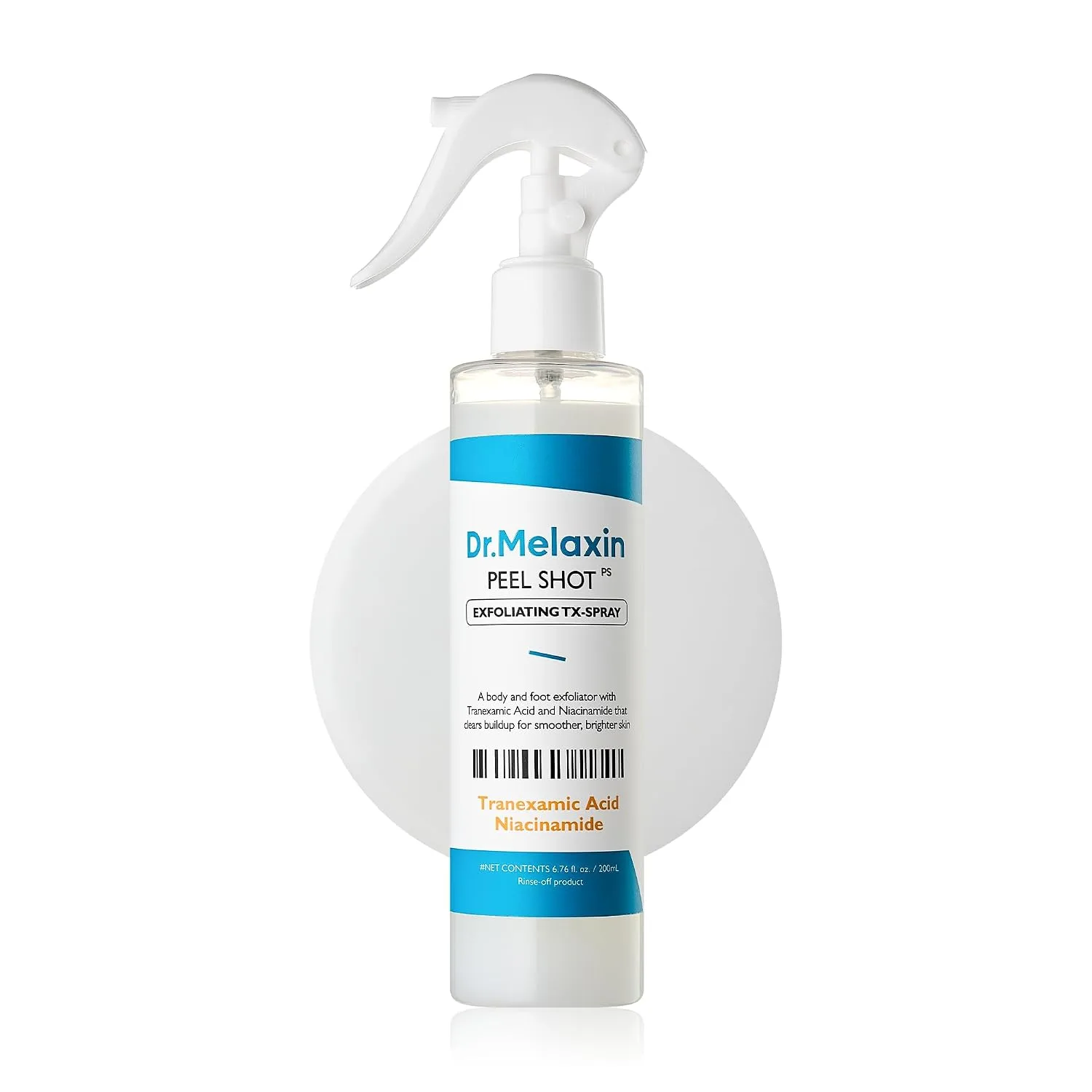 Dr.Melaxin Peel Shot Exfoliating TX-Spray 6.76 fl.oz - 99% Tranexamic Acid and Niacinamide Body Exfoliator Spray for Uneven Skin Tone, AHA PHA Body Peel for Rough Skin, K-Beauty Body Skin Care