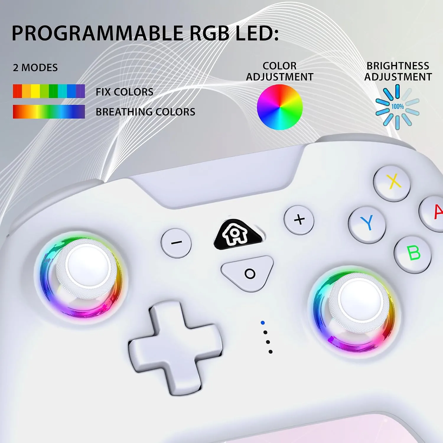 SUBSONIC Switch and Switch 2 Wireless Controller - LED Pro controller White