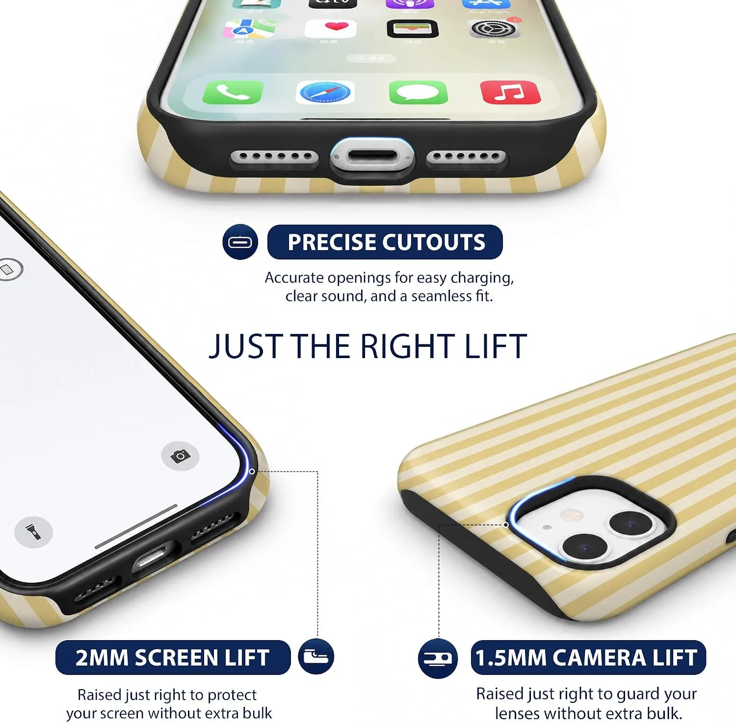 Magnetic for iPhone 11 Phone Case, Cute Butter Yellow Striped