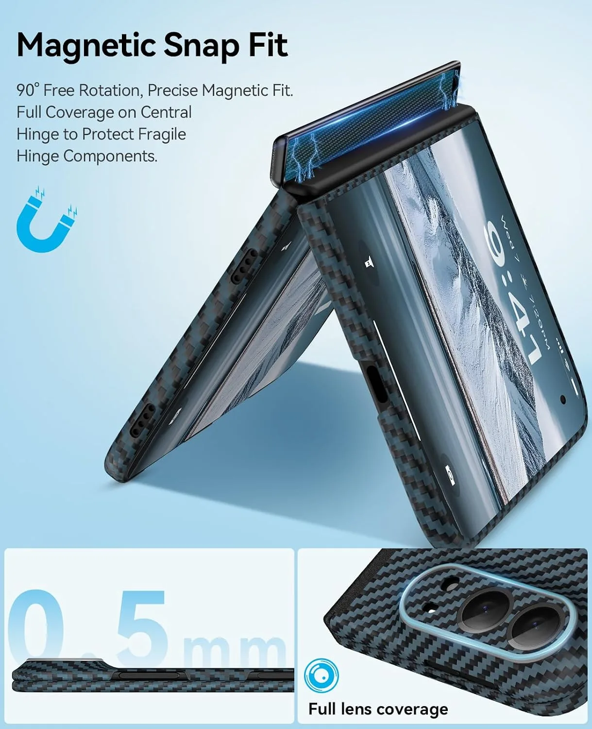 memumi Aramid Fiber Case for iPhone Duo, Ultra-Thin/Hinge Protection Blue