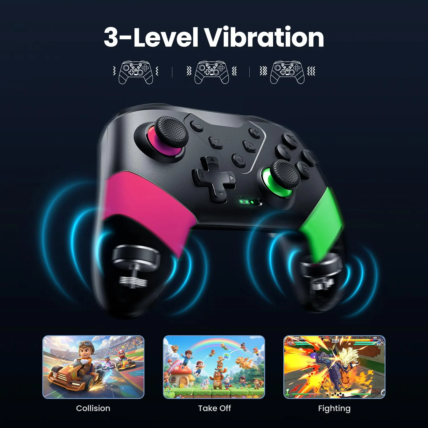 VOYEE Switch Controller for Switch/Lite/OLED, Pro Controller Pink-Green