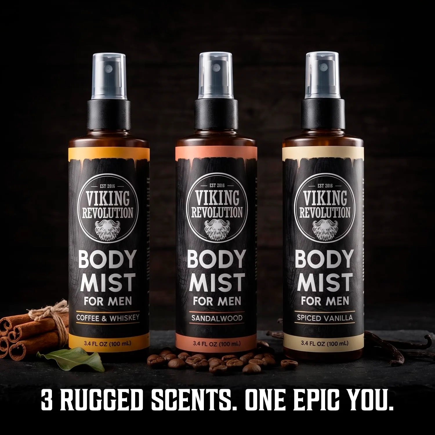 Viking Revolution Body Mist for Men - Mens Body Spray 3 Pack, 3.4 fl oz