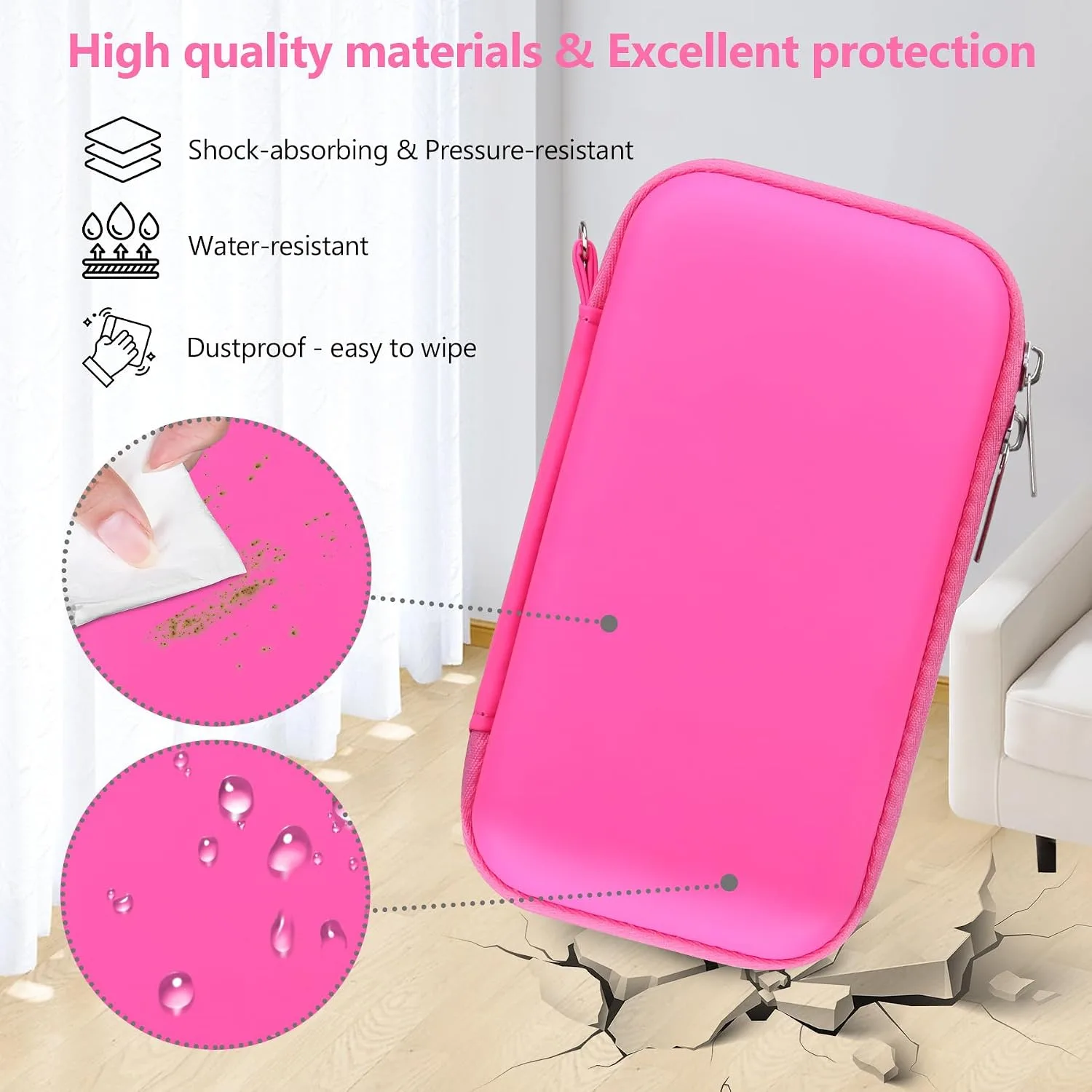 Supmay Carrying Case for GAMPLAE Handheld Game for Kids, 258 Retro Video Games Portable Gaming Player Storage Holder Travel Bag with Mesh Pocket for 3 Game Cards, Earphone,USB Cable, RoseRed