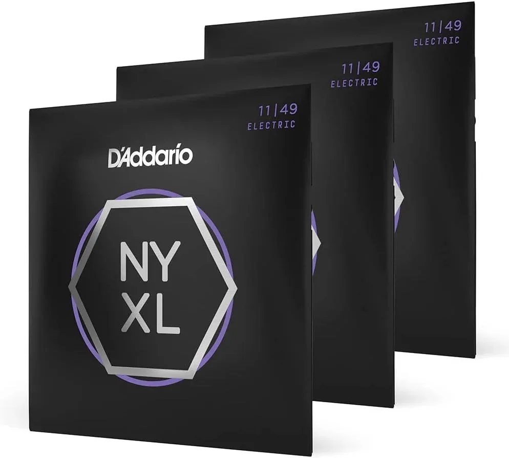 Cuerdas para guitarra eléctrica D'Addario NYXL 11-49, pack de 3 juegos