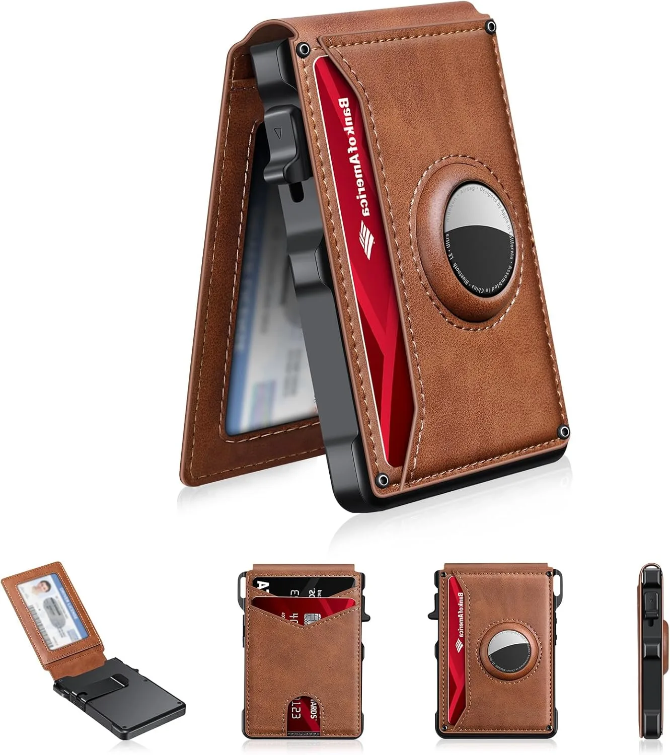Airtag Wallet for Men Smart Wallet for Air Tag RFID Blocking Minimalist