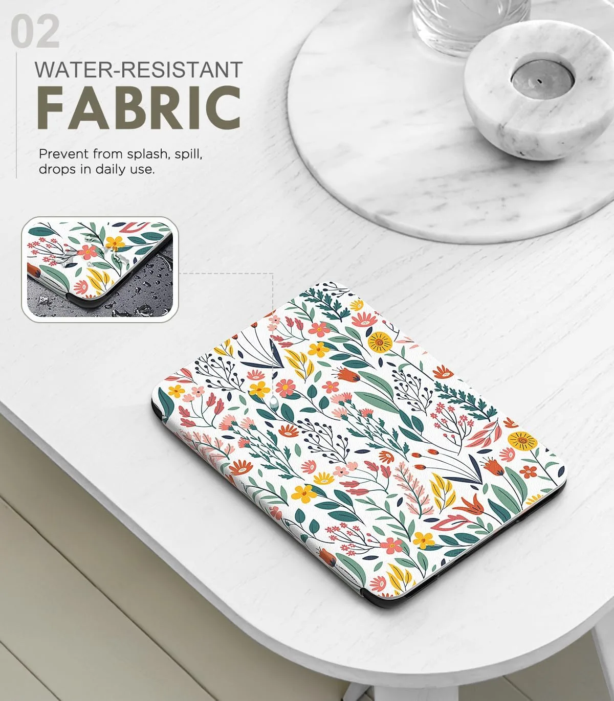 MoKo Case Fits 6" Kindle Basic 11th Generation 2024/2022, Flowers