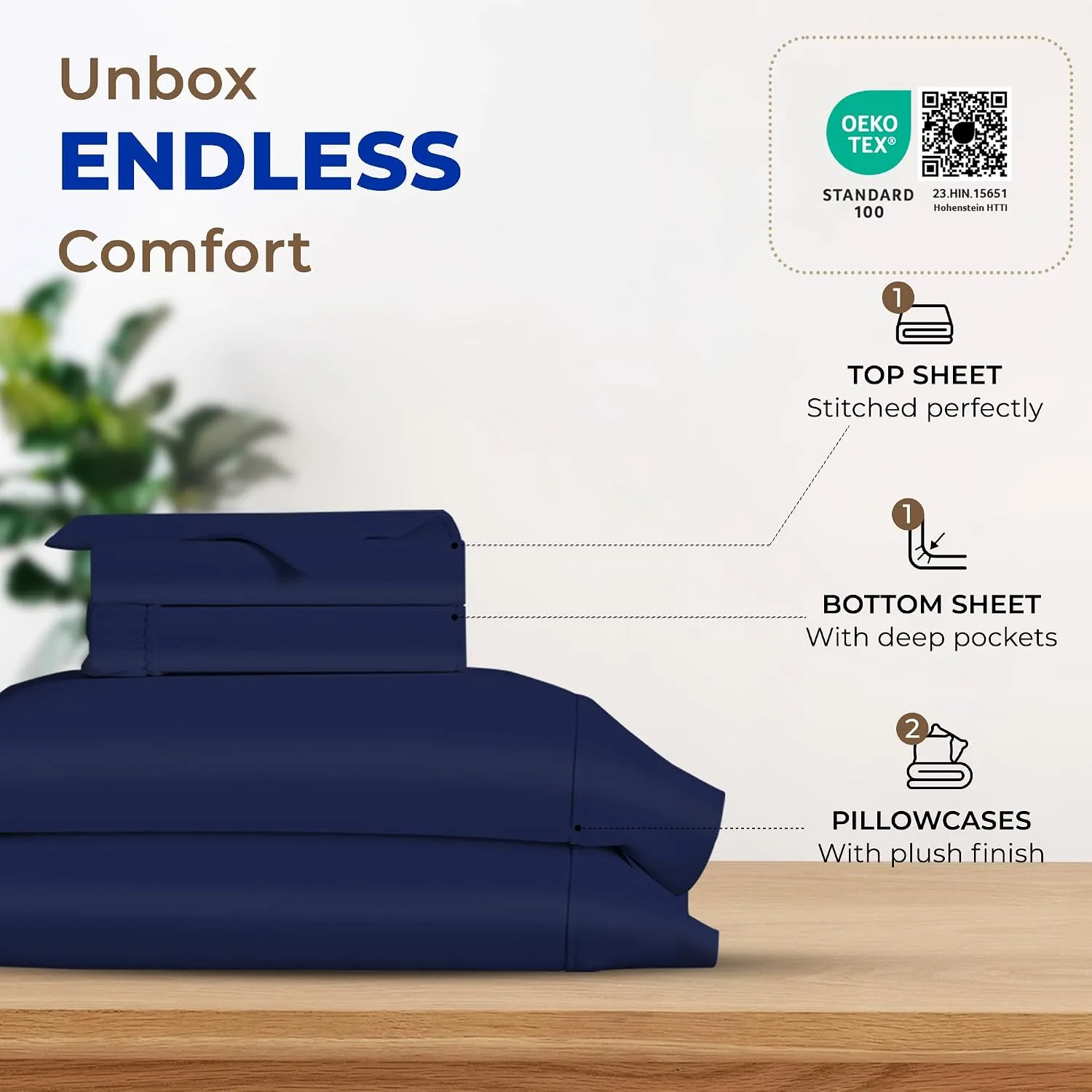 Thread Spread Egyptian Cotton Sheets King Size - Luxury 600 Series King Size Sheets Set (4 PC, Navy Blue), 16" Deep Pocket All Around Elastic, Soft, Cooling, Sateen Weave, Durable Hotel Bed Sheet Sets