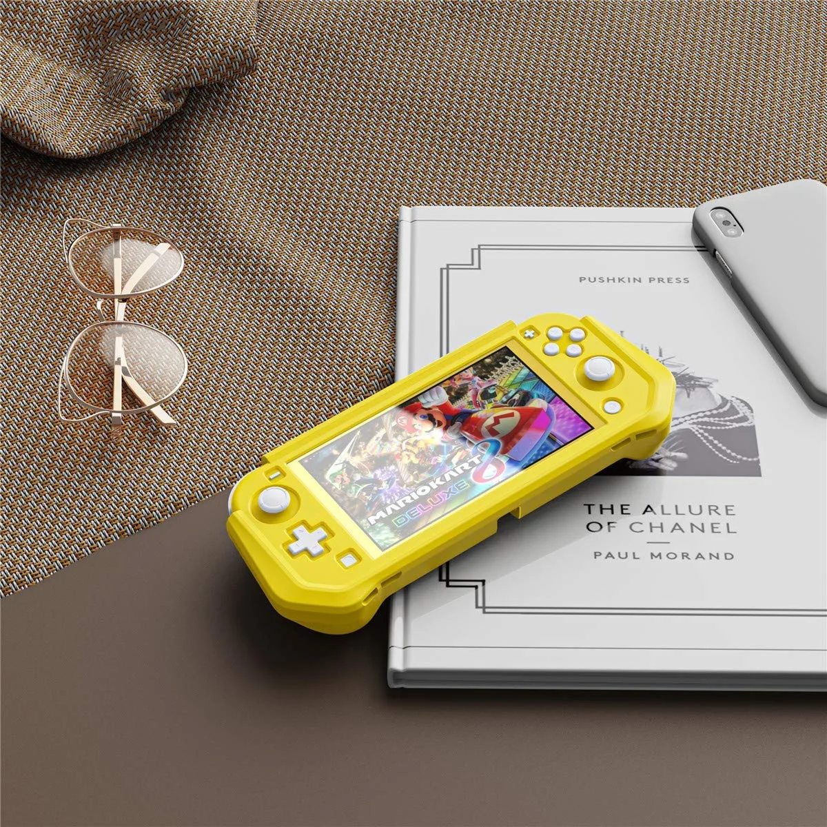 iNOTOGG Compatible with Nintendo Switch Lite Screen Protector Case Cover with Hand Grip, Detachable Protective Case with Shockproof and Anti-Scratch Design for Nintendo Switch Lite, Yellow