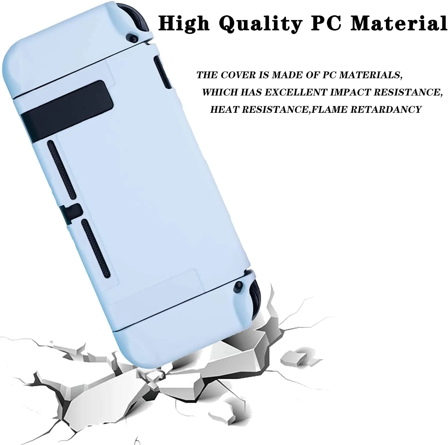 OLDZHU Blue Dockable Protective Case Cover Compatible with Nintendo Switch Joy-Con Controllers,with Glass Screen Protector and 4 Thumb Grips,Shock-Absorption and Anti-Scratch