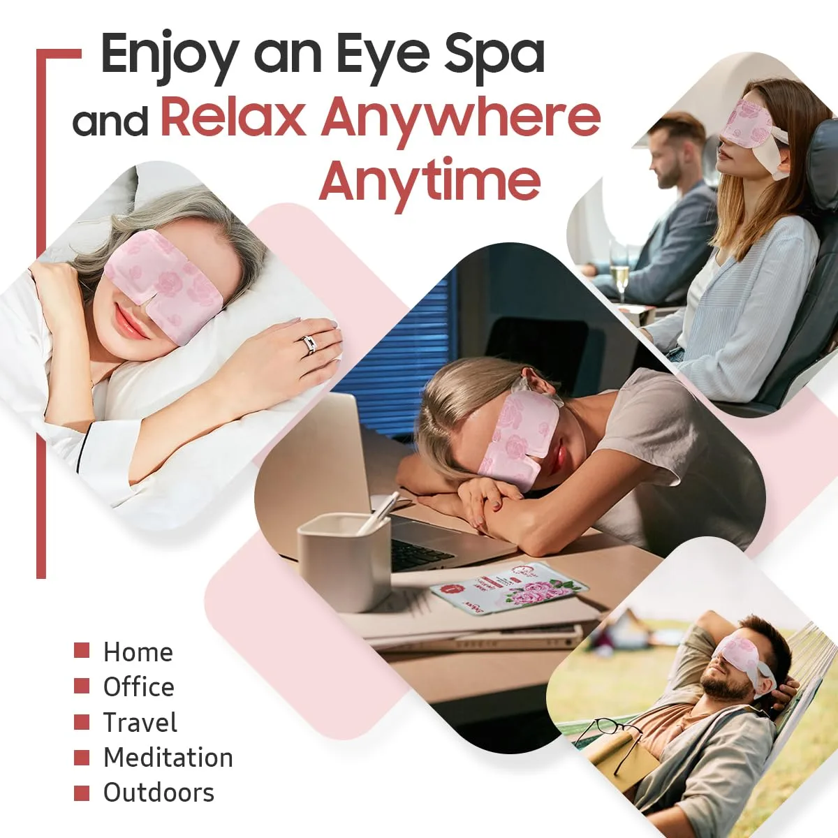 BeHoomi 30Packs Steam Eye Mask, Heated Eye Mask for Dry Eyes, Rose
