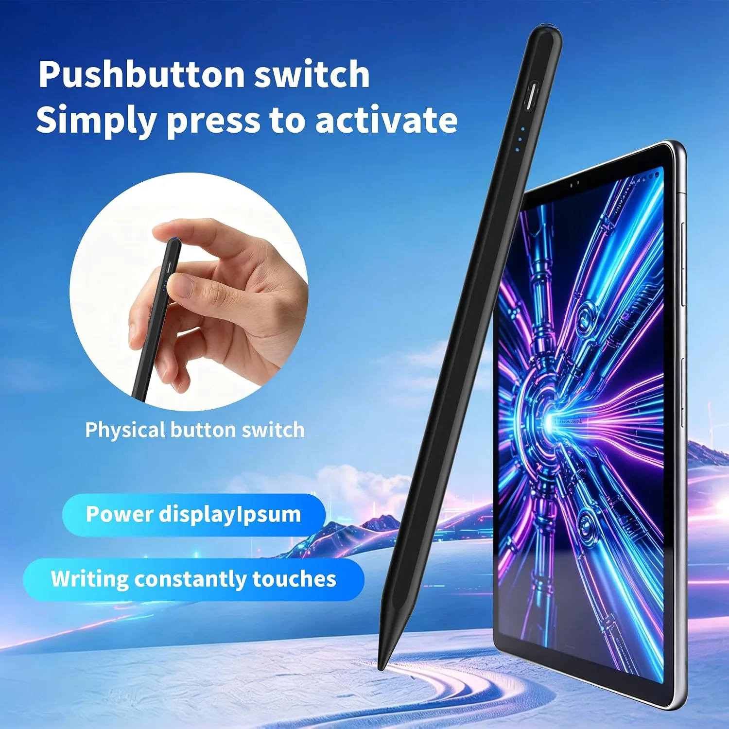 Stylus Pen Compatible with Nintendo Switch 1/2/OLED,for Amazom Max 11,HD 10 Table,Upgraded new Model, Precise Writing Pencil,Fast Charging,Auto Sleep,Button on/Off (Black、)