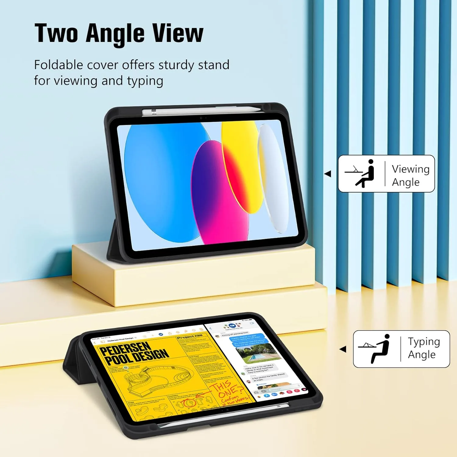ProCase for iPad A16 11th/10th Generation Case with Pencil Holder -Black