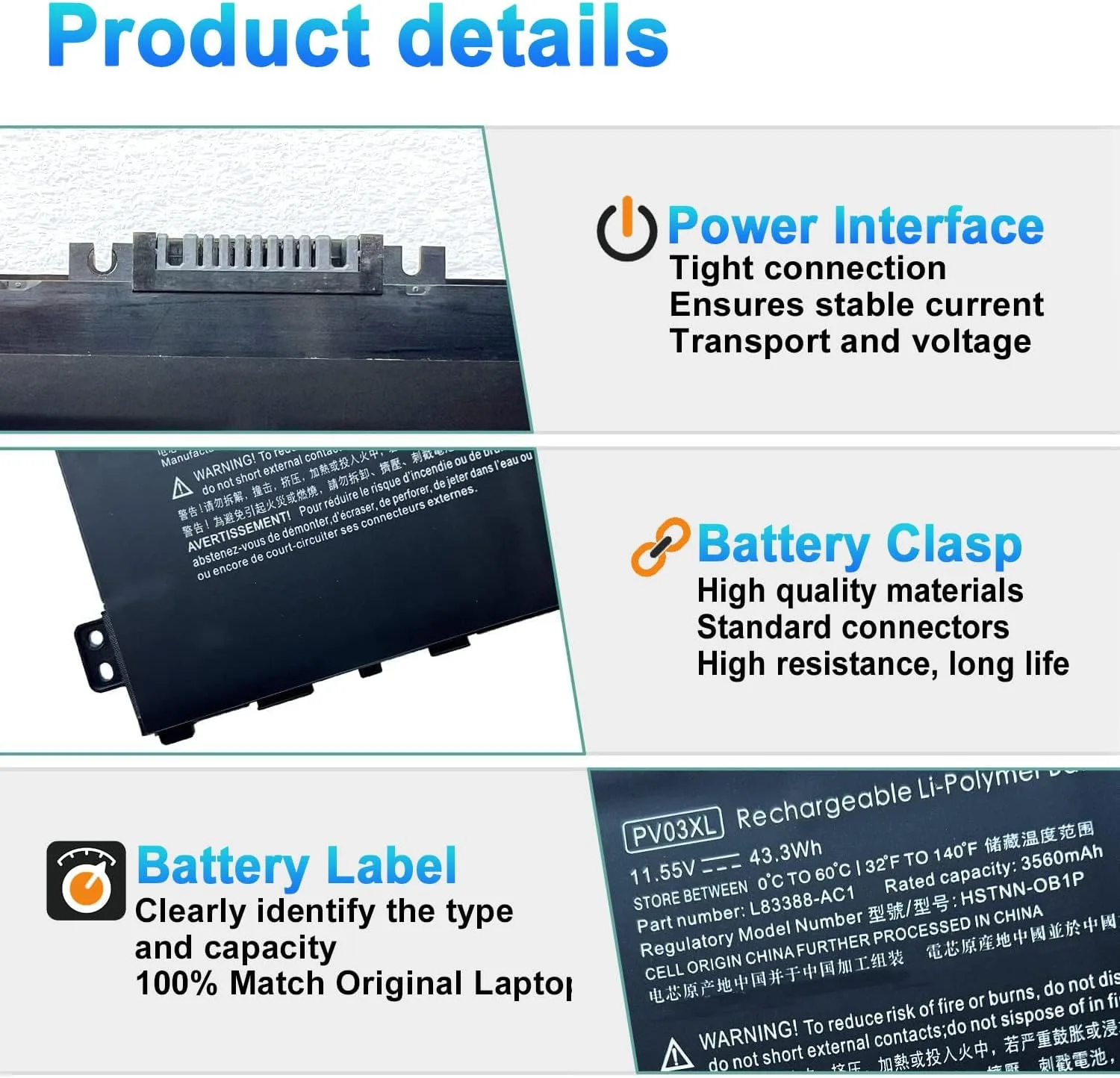 PV03XL PP03XL L83388-AC1 Battery for HP Pavilion x360 14M-DW