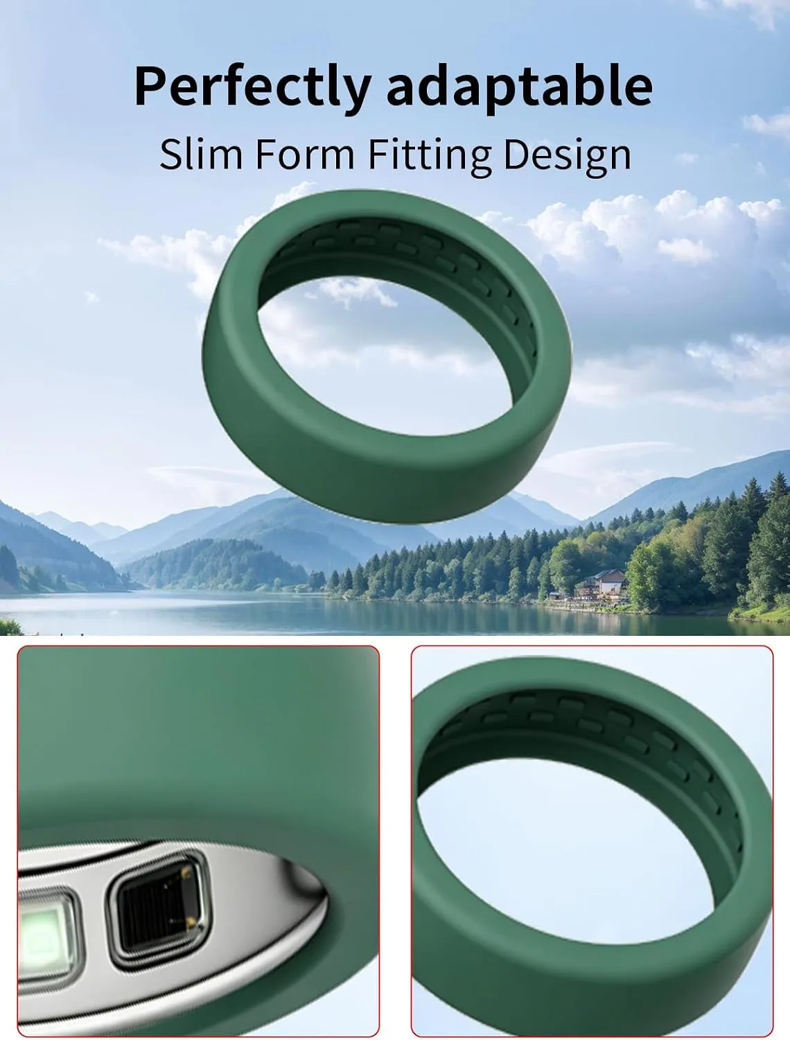 for OURA Ring5 Silicone Ring Protector Case.(Size:6~9)-Black+Green