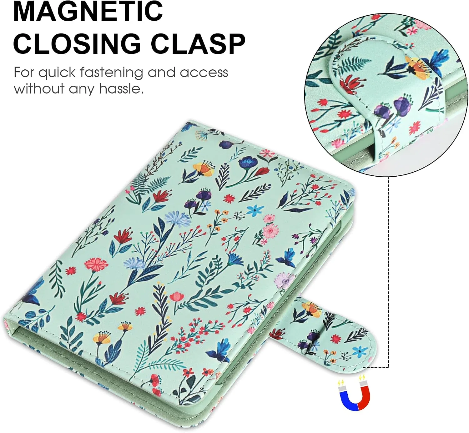 HoYiXi Universal Case for 6 inch eReader,Compatible with Kindle/Kobo Clara HD/Kobo Clara 2E/Paperwhite/Pocketbook/Tolino eReader,with HandStrap/Kickstand, Cover Case for 6'' eReaders,Green Flowers