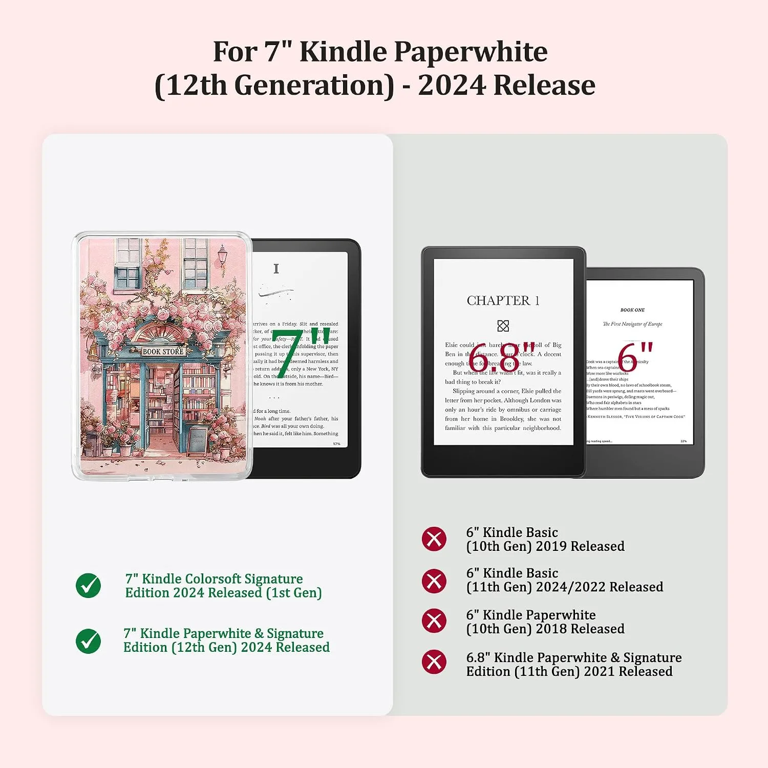 Back Panel Case for 7'' Kindle Paperwhite 12th Gen & Colorsoft