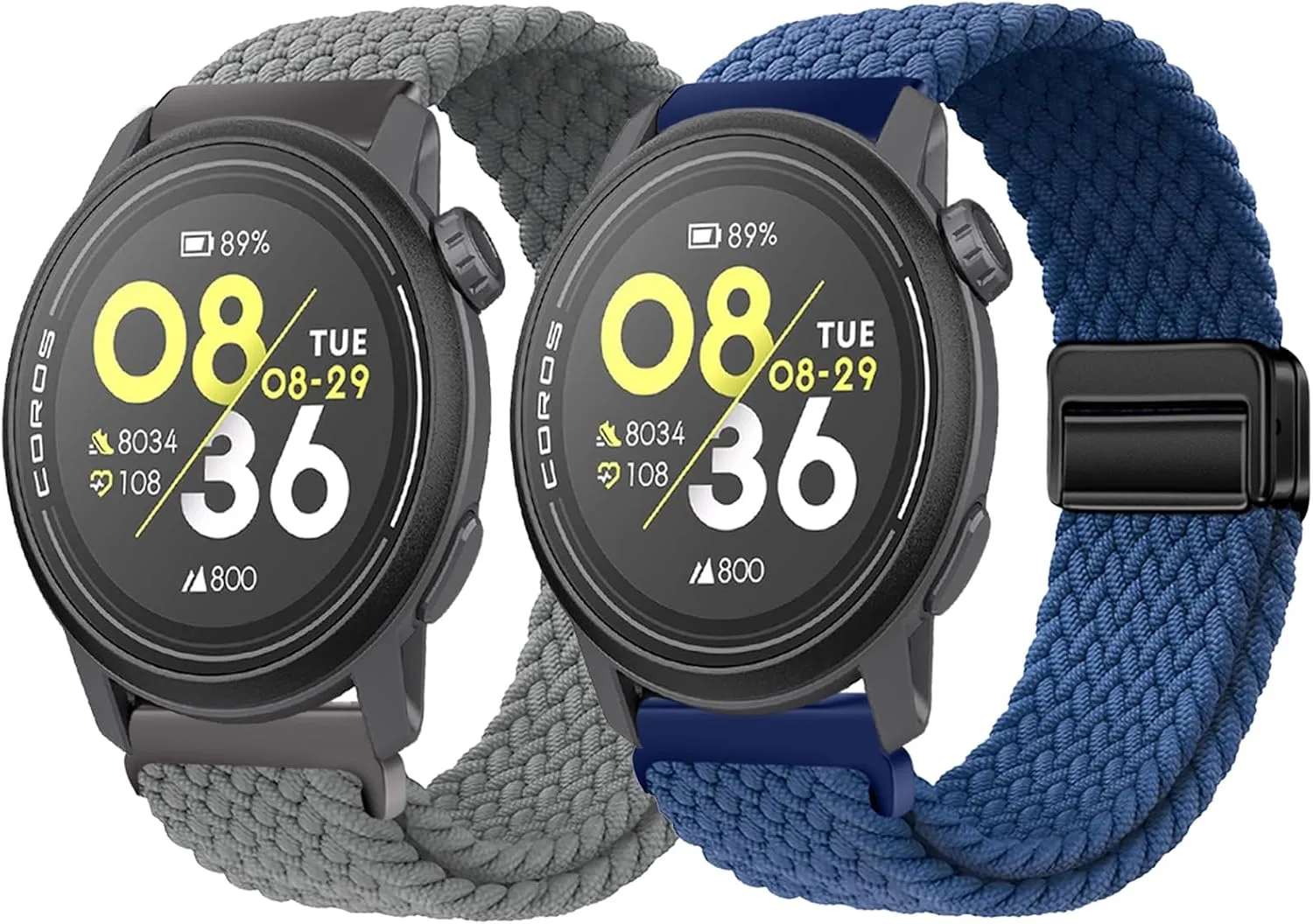 Pulseras de nylon magnéticas Harikiri para COROS PACE 4/3/APEX 2 PRO/APEX PRO/APEX 46mm 2 unidades